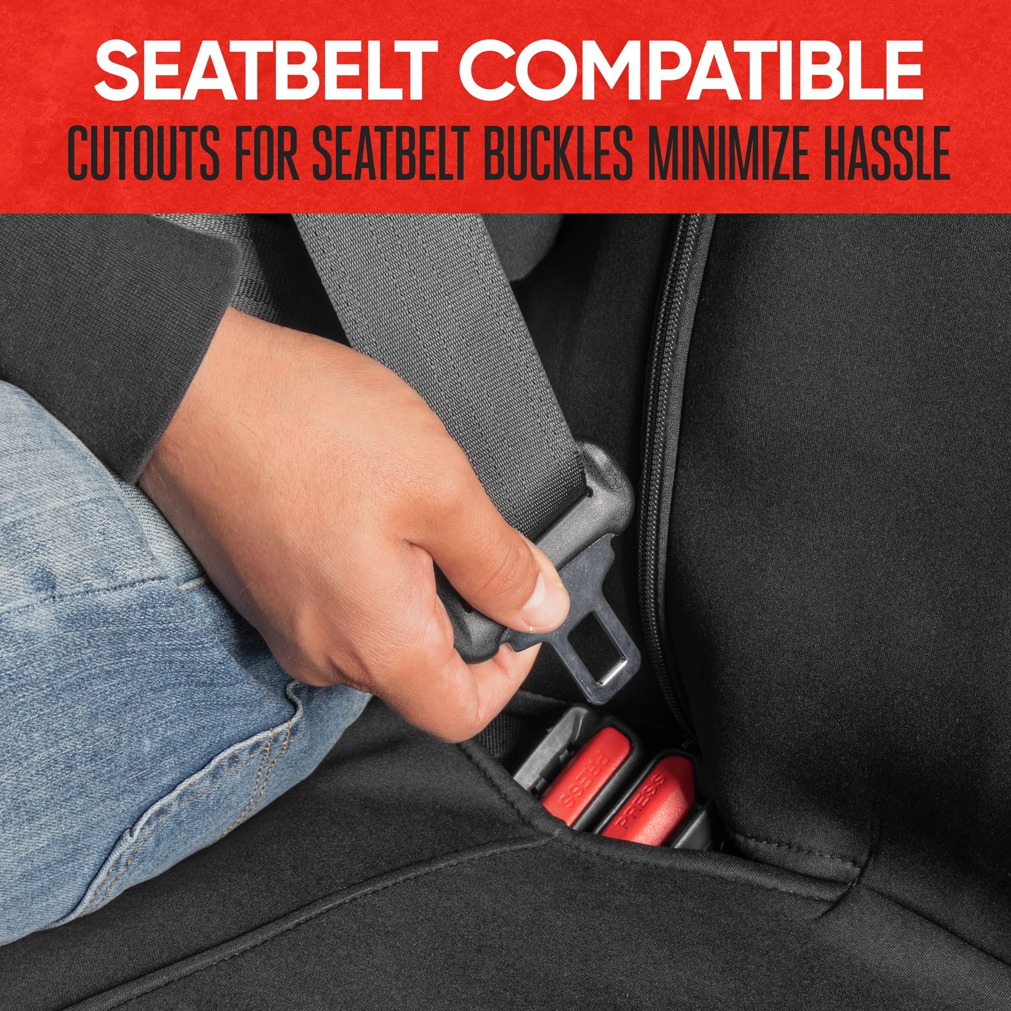 Motor Trend SpillGuard Neoprene Rear Seat Protector - Waterproof Bench Cover for Cars With Gray Stitching, Padding for Kids & Do