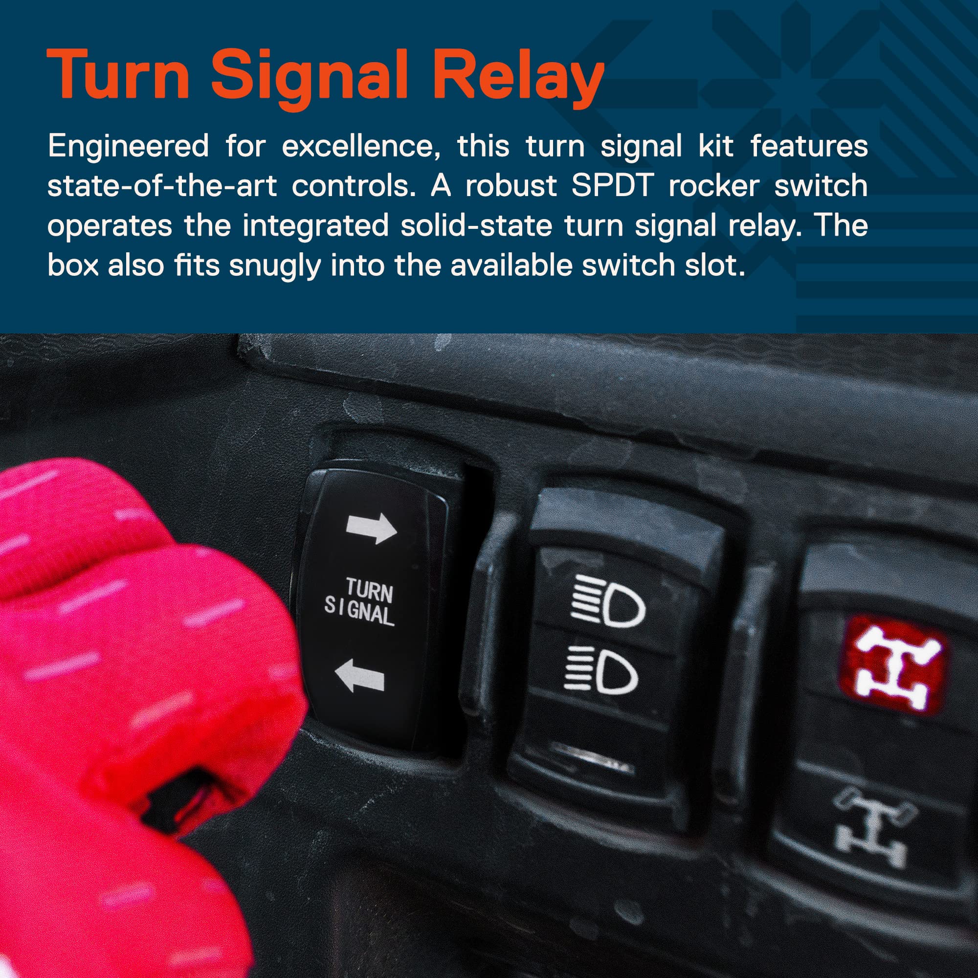 True Mods UTV/ATV Turn Signal Kit [SPDT Rocker Switch Controlled] [Street-Legal] [Universal Fitment] [Integrated Flasher Relay]