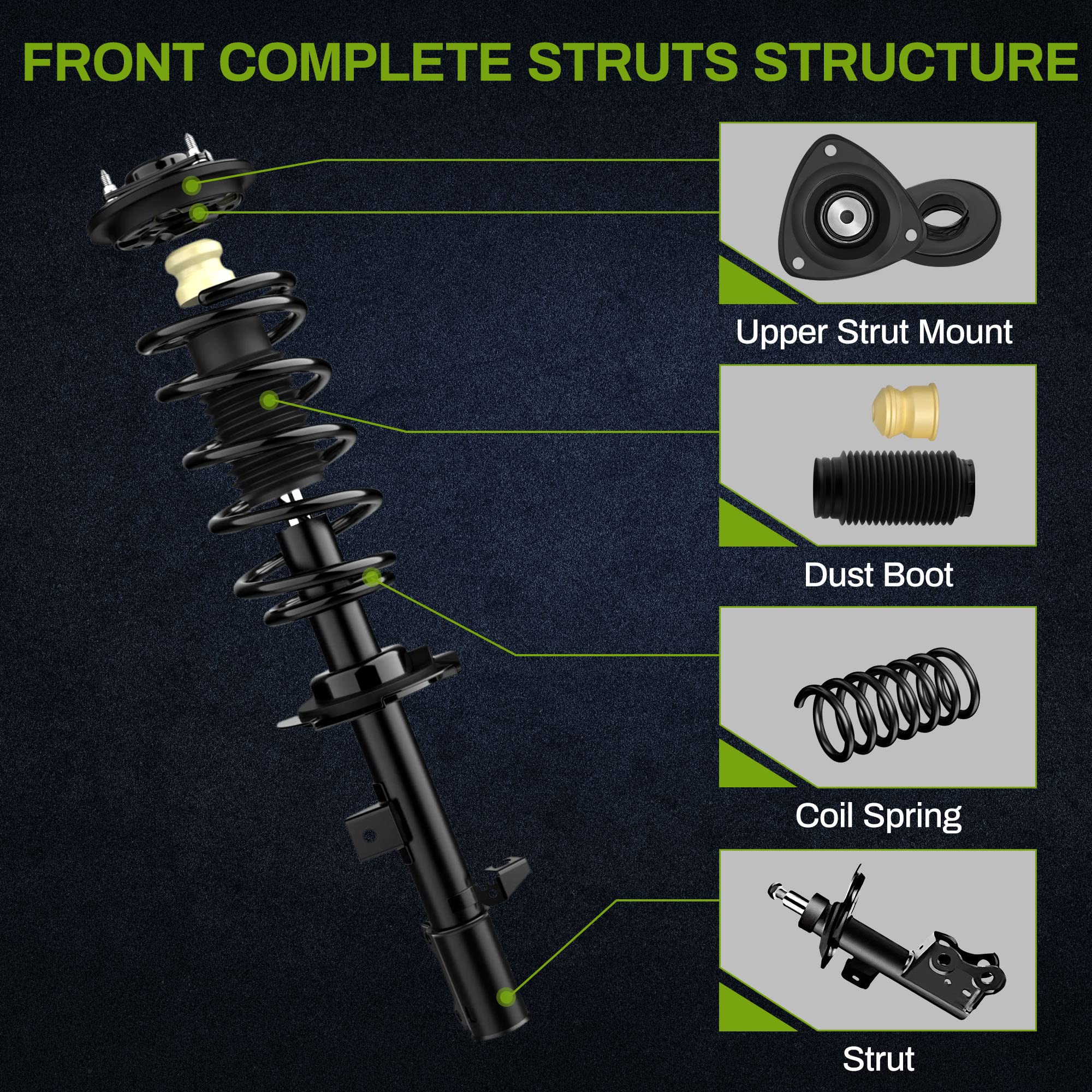Autosaver88 Front Complete Struts & Coil Spring Assembly Compatible With 2001-2012 Ford Escape, 2001-2006 & 2008-2011 Mazda Trib