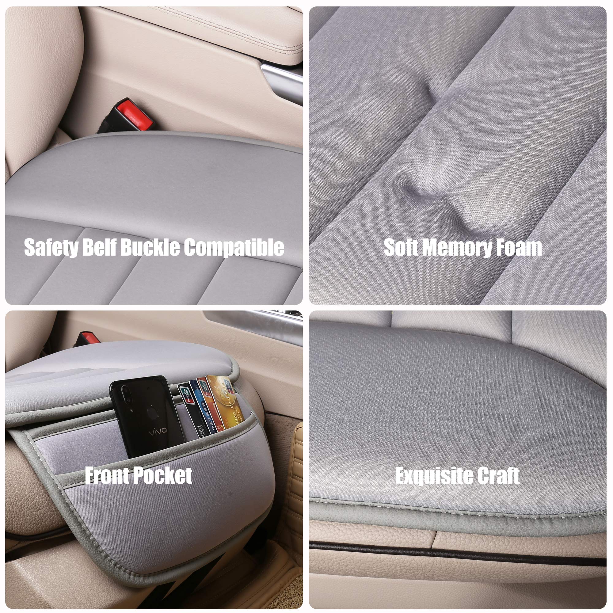 Lofty Aim Memory Foam Car Seat Cushion, Gray, 20.8"x20.4"x1.5", Premium Quality Fabric, Model CSC-B