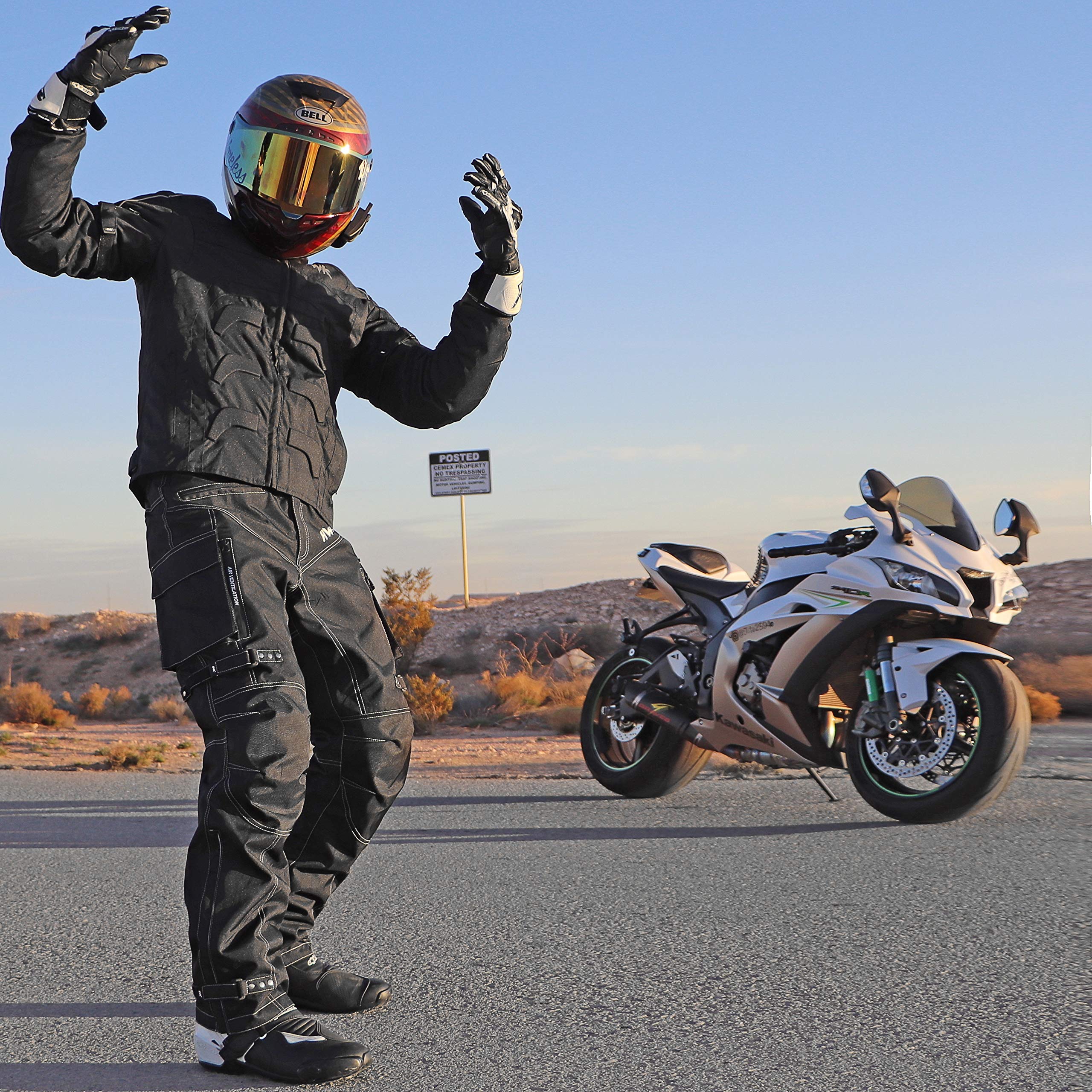 HWK Spyder Motorcycle Jacket - Weather Resistant Cordura, 4X-Large, Black