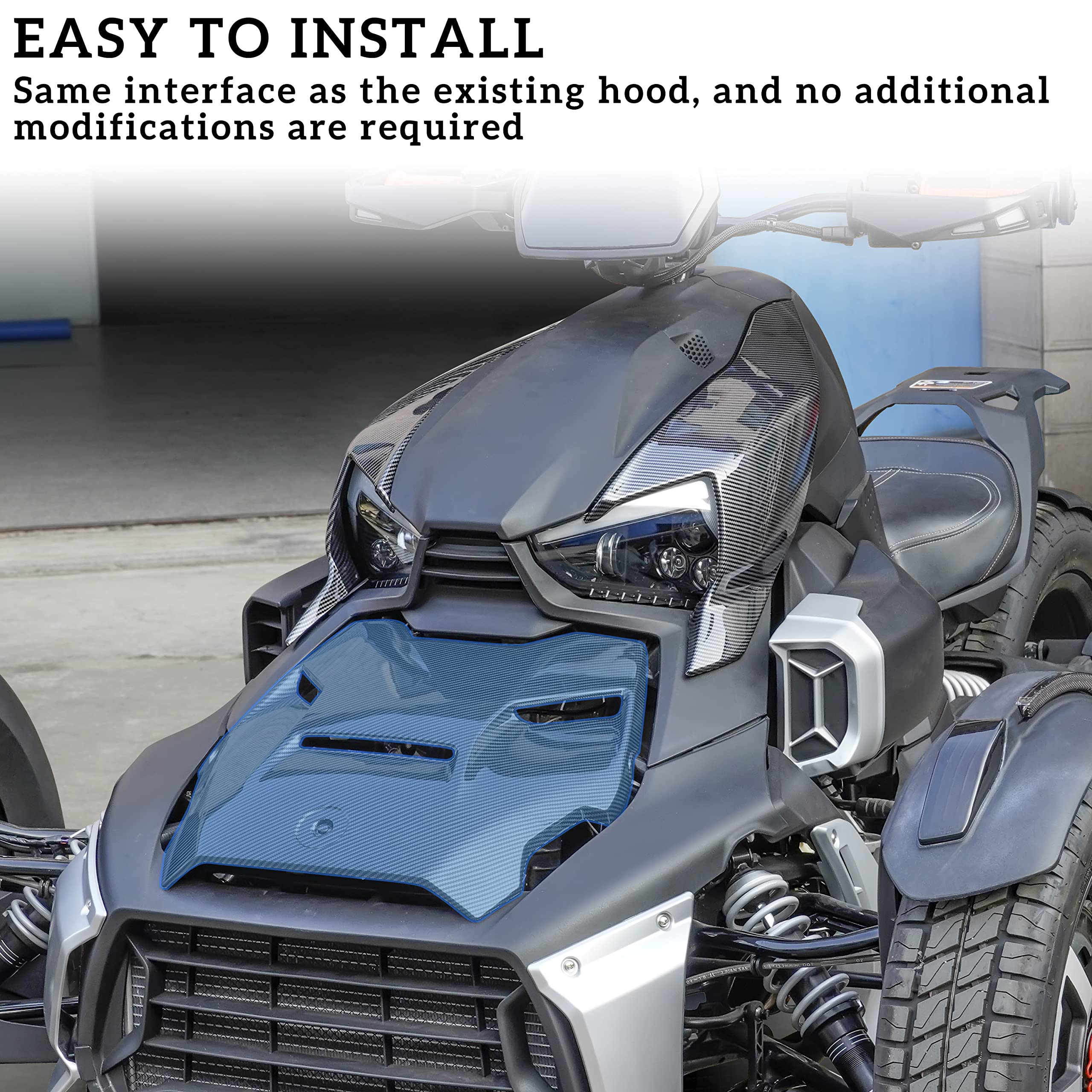 SAUTVS Epic Hood Panel for Can-Am Ryker 2019-2025, Carbon Fiber Turbo Scoop, Model ZP-YJ-030603-080, Durable Plastic, 1PC
