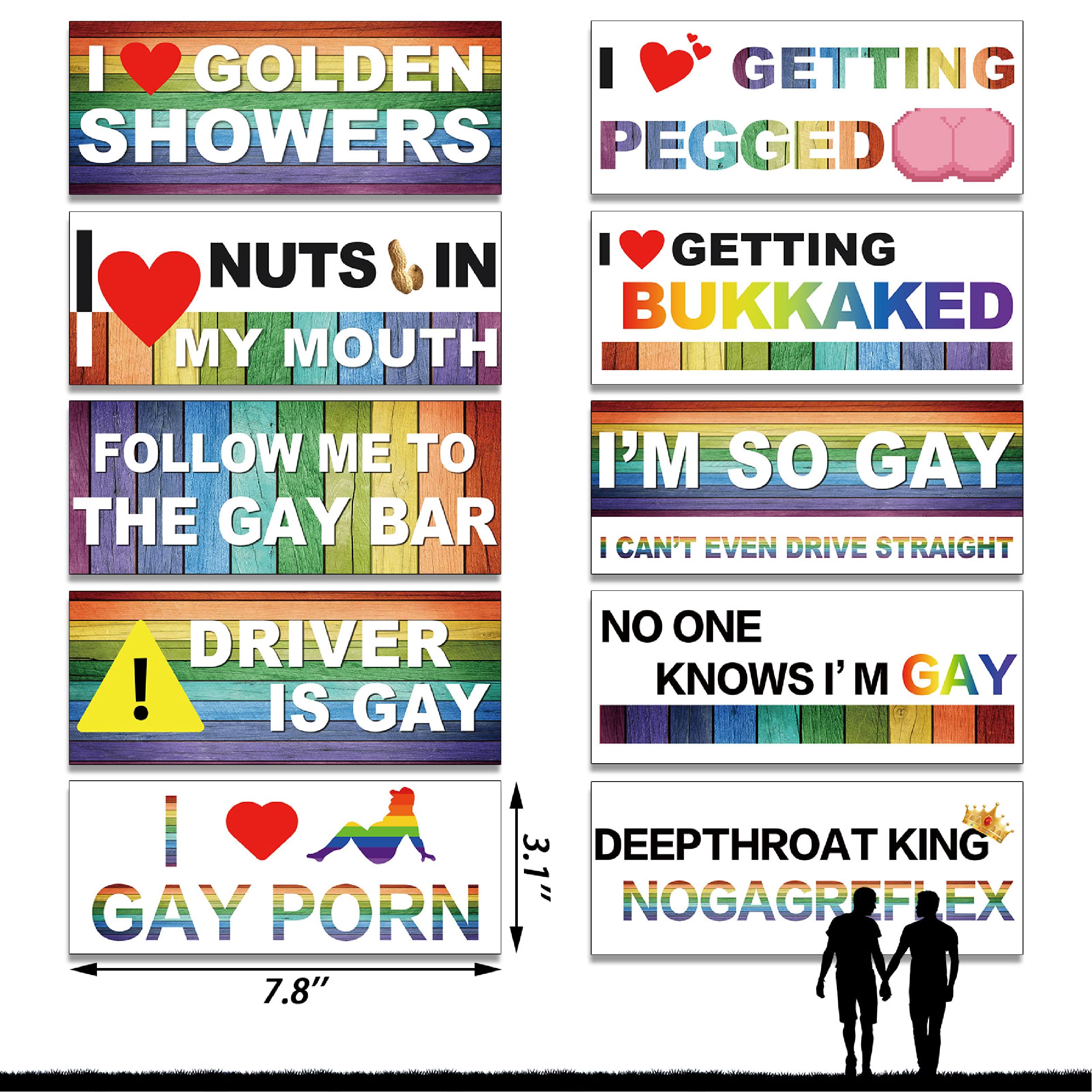 Frienda 10 Pcs Bumper Decals Funny Lgbt Stickers Rainbow Bumper Prank Car Stickers Colorful Car Accessories For Truck Vehicle Lu
