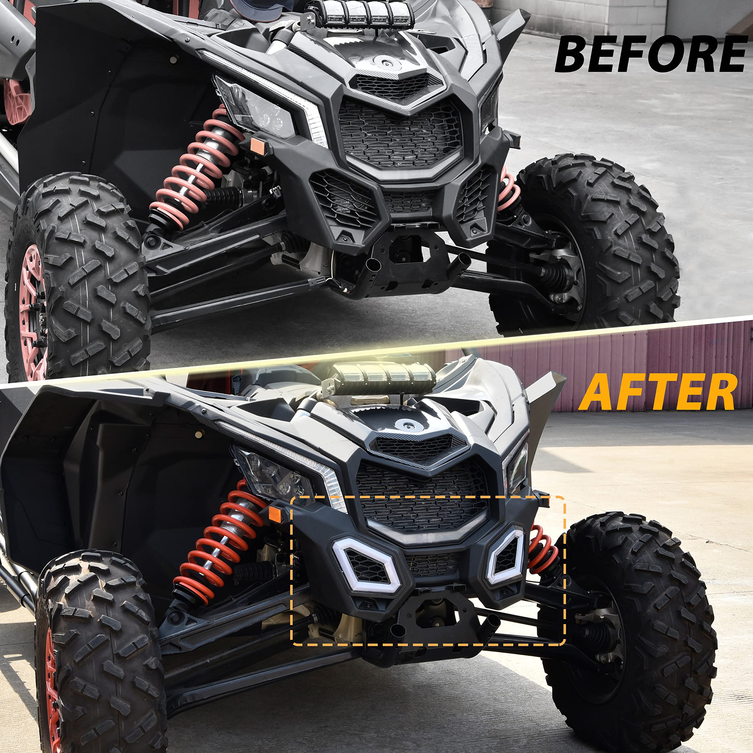 SAUTVS LED Front Accent Lights for Can-Am X3, Clear Auxiliary Turn Signal Lamps, Model ZP-YJ-030602-037, 2PCS