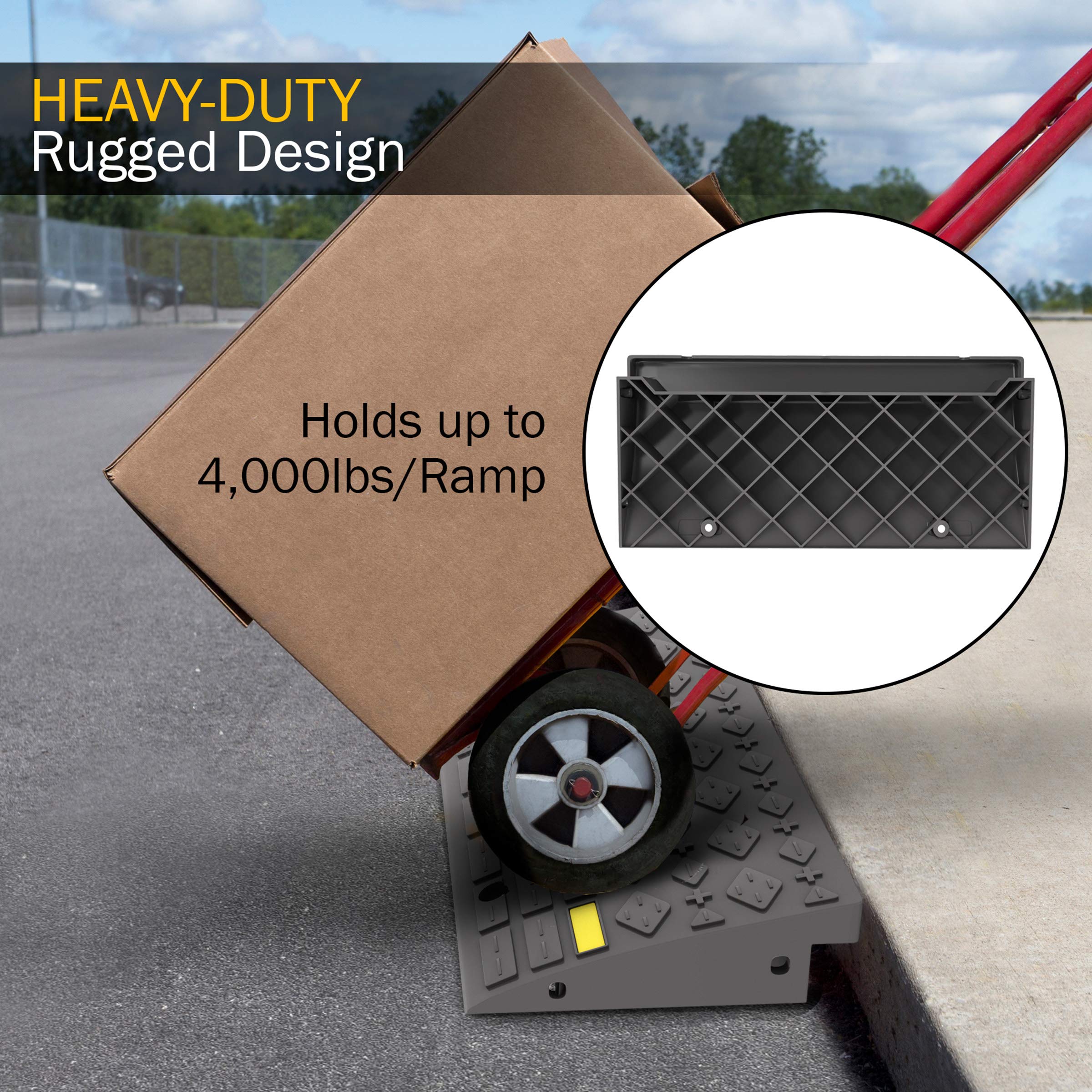 Set Of 2 Curb Ramps With 4 Ton Capacity - For Cars, Trucks, Rvs, Atvs, Motorcycles, Hand Trucks, Mowers, And Carts By Stalwart (
