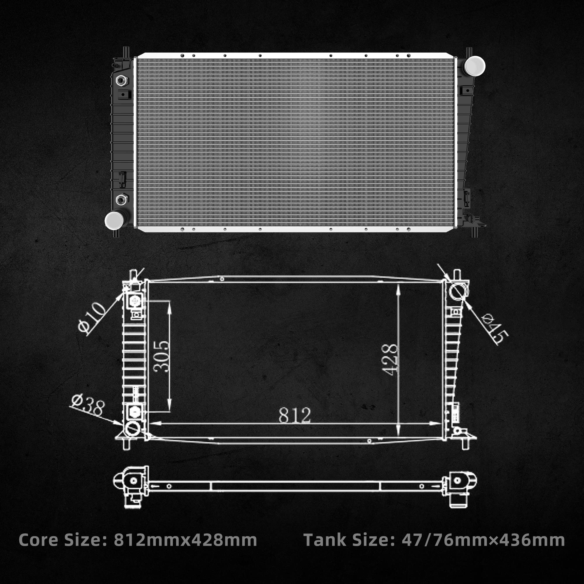 Dwvo Radiator Compatible With 2005-2008 Ford F-150 4.2L V6 4.6L 5.4L V8, 2004 Expedition 4.6L, 2004-2006 Expedition 5.4L V8, 06-