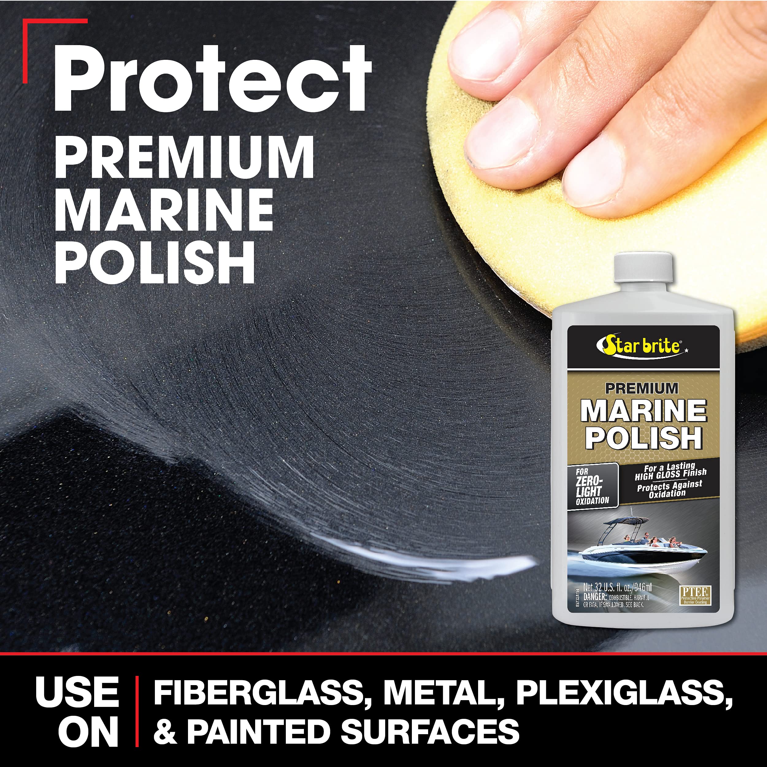 STAR BRITE Premium Marine Polish - 16 OZ Gel Coat Sealer - High Gloss Finish - Model 085716PW - Plastic
