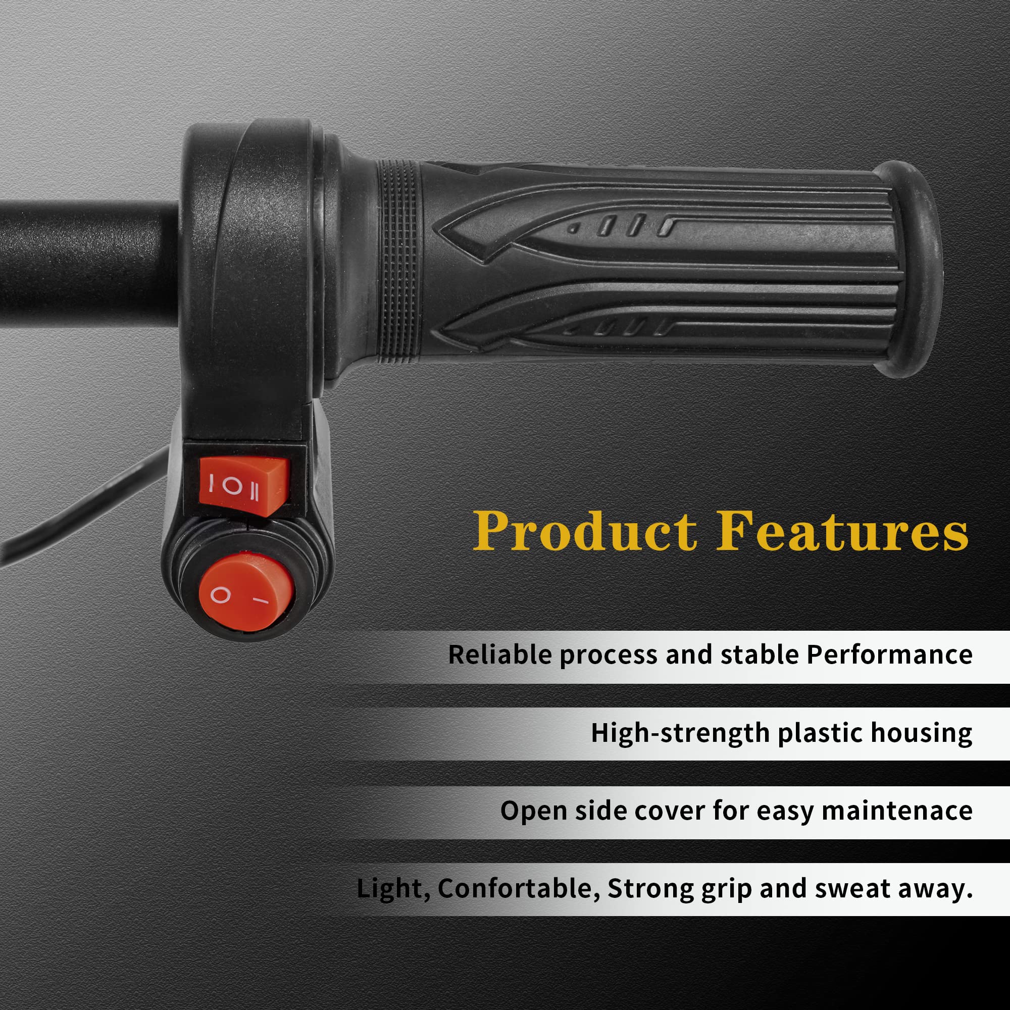 doinal Universal Electric Twist Throttle - 12-72V, Three Speed with Reverse, Medium Size, Durable ABS Material, 3 Speed Throttle