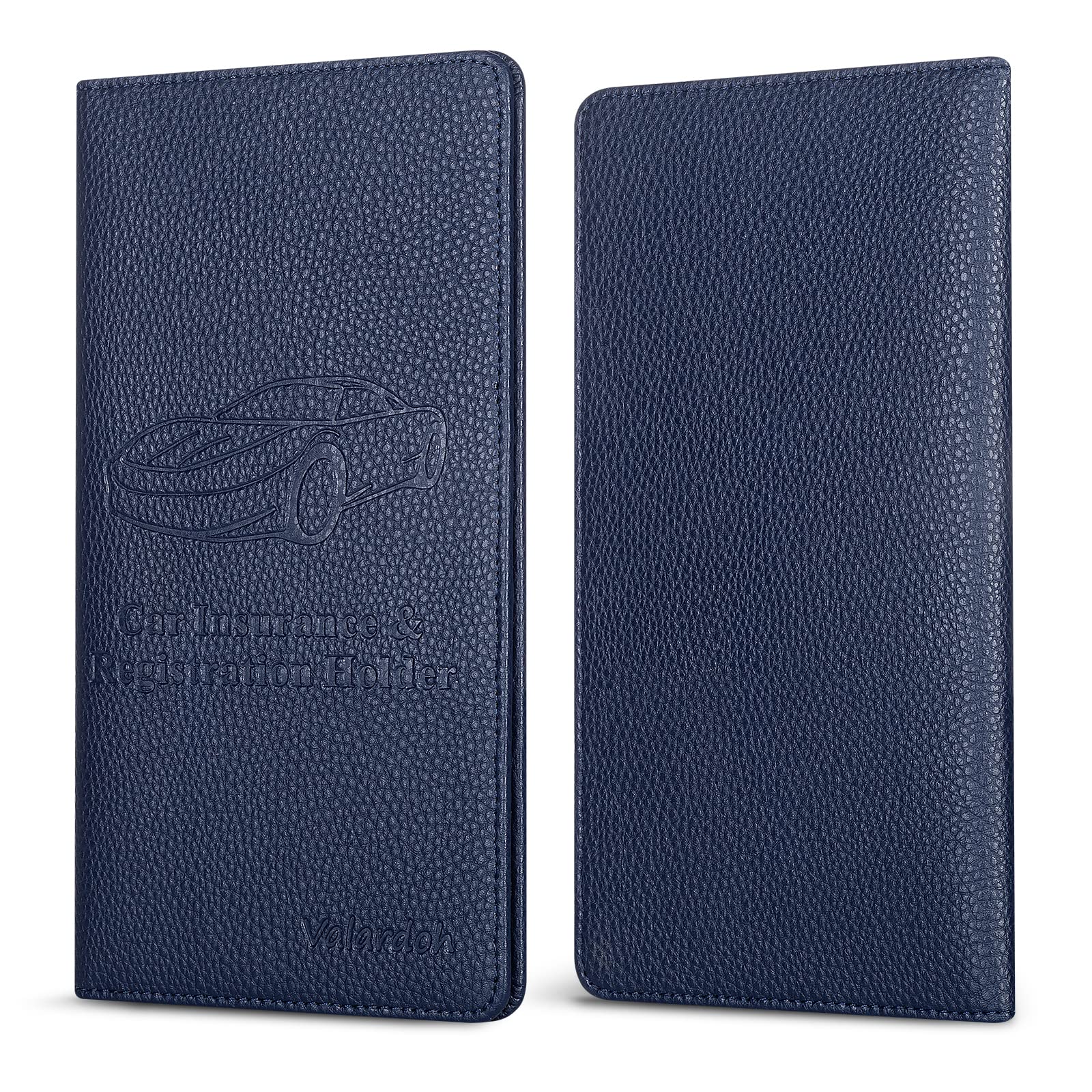 Valardoh Premium Car Document Holder, Faux Leather, Deep Blue, Model V-QCWJJ-Blue, for Registration & Insurance Cards