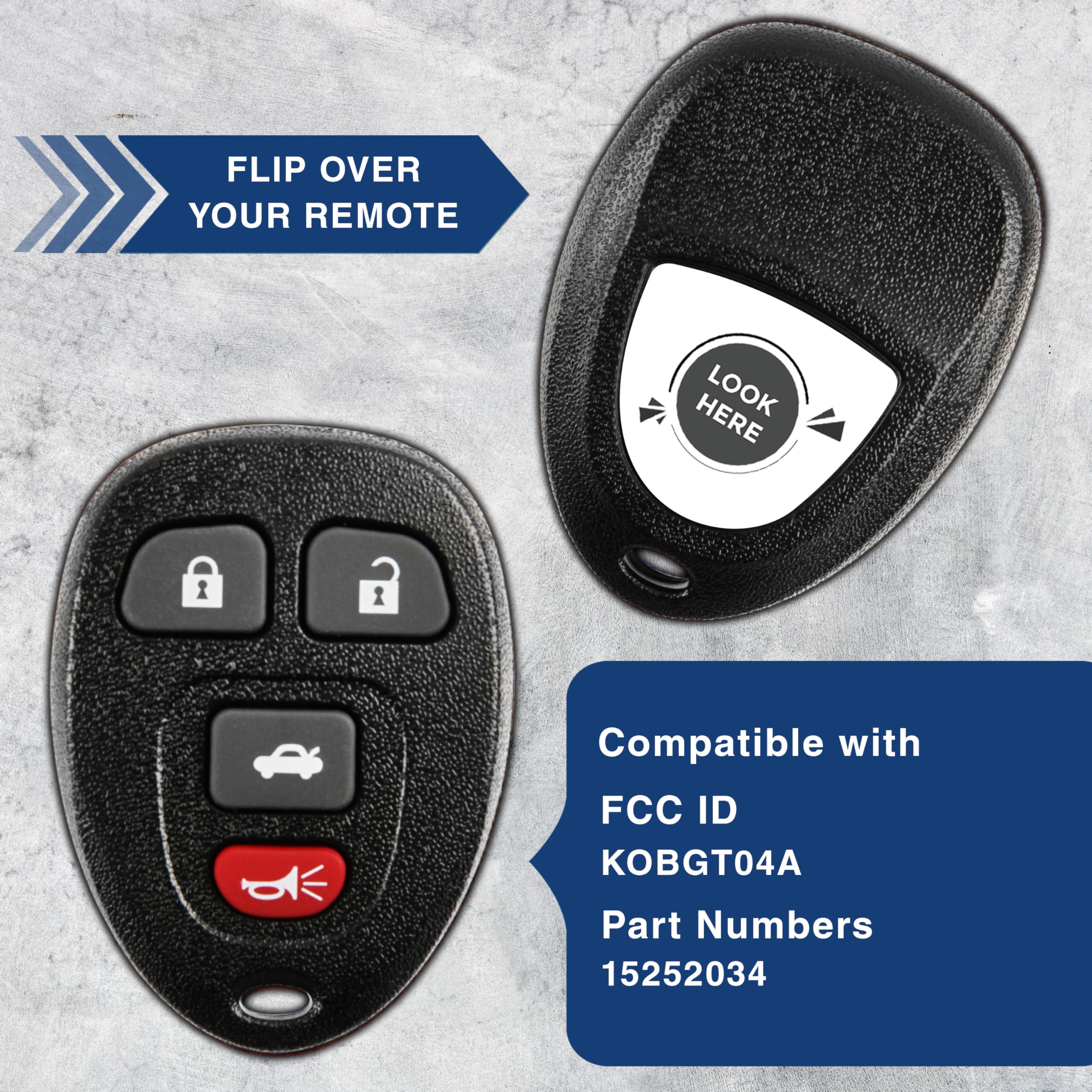 2X Keylessoption Key Fob Replacement For 2005 2006 2007 2008 2009 2010 2011 2012 Buick Lacrosse Chevrolet Chevy Cobalt Malibu Pontiac G5 G6 Grand Prix Saturn, 4-Button 15252034, Locksmith Required