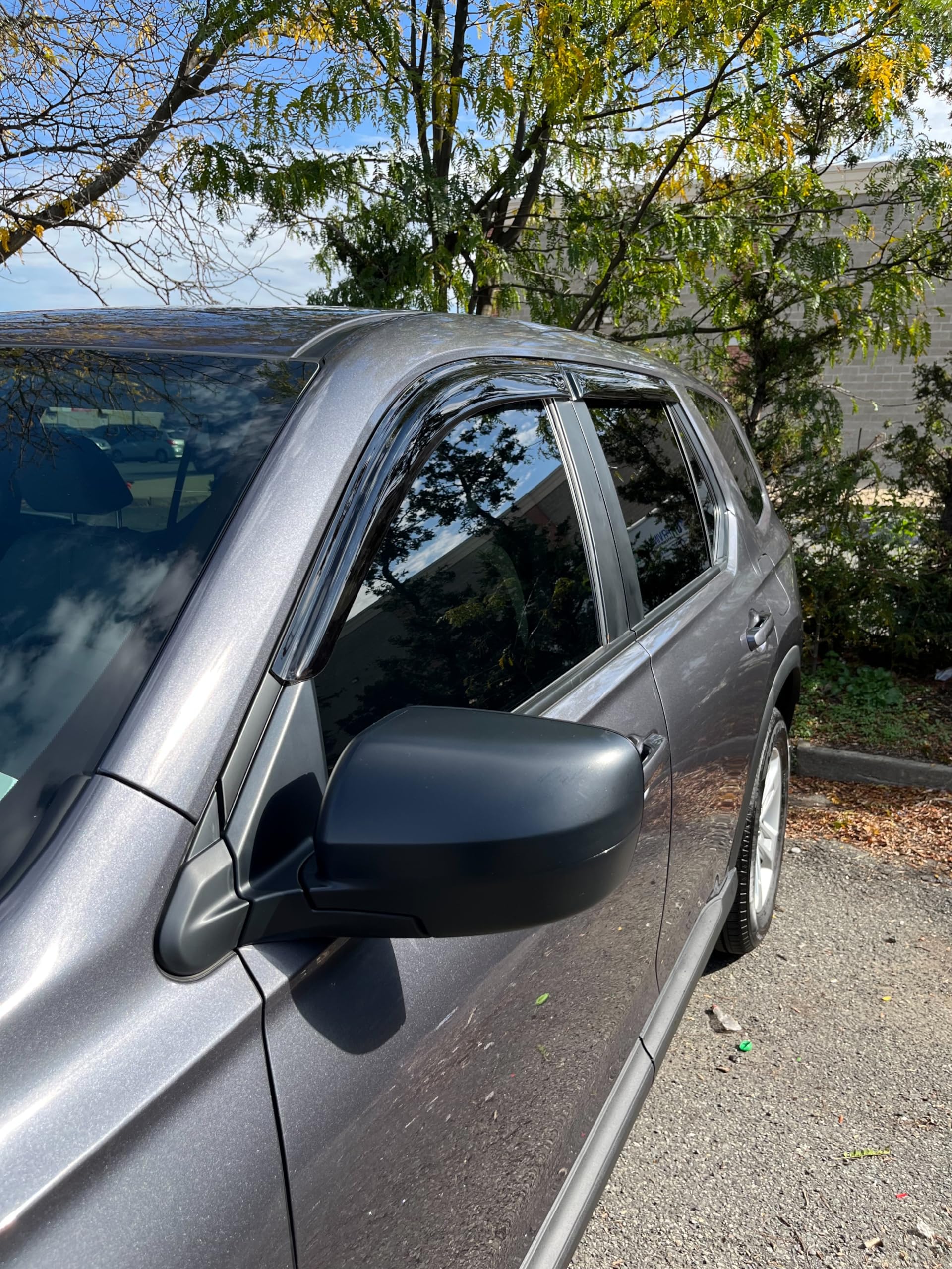 Optimal Co Tape-On Rain Guards for Honda Pilot 2023-2026, Acrylic, Black, Smoke Tinted Vent Shades, Model HOPLVS23
