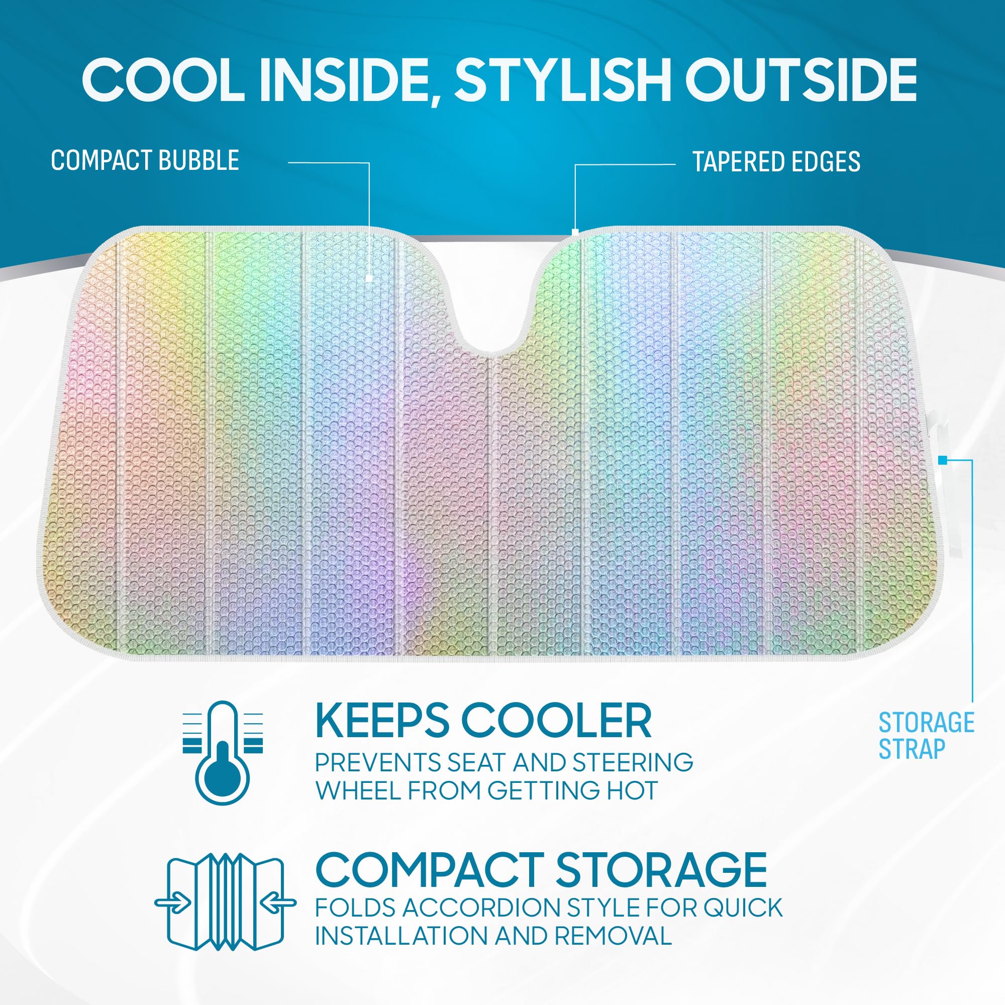 Bdk Iridescent Mermaid Car Windshield Sun Shade Accordion Folding Sunshade For Car Windshield Blocks Uv Rays Sun Visor For Car F