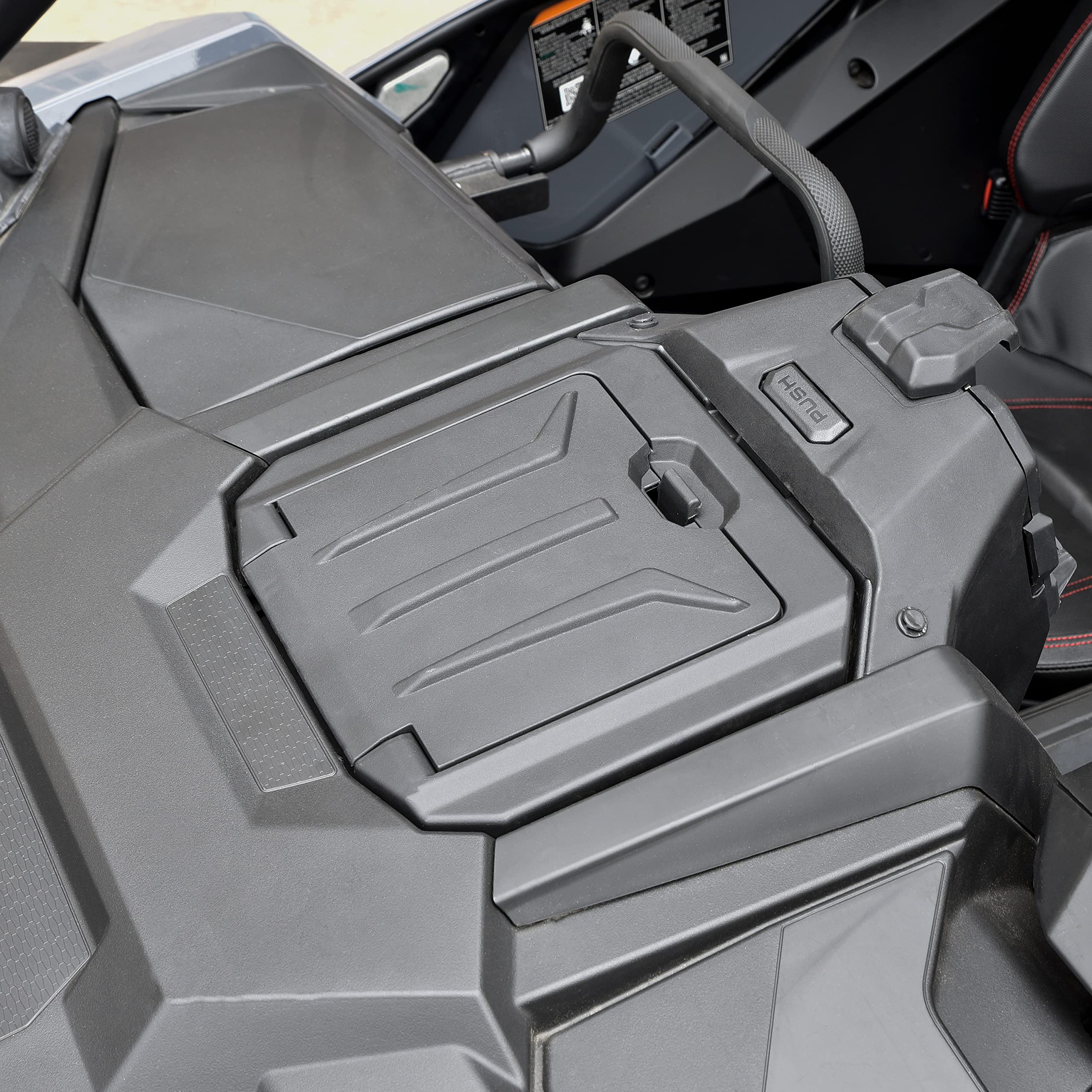 SAUTVS Center Console Storage Box for Polaris RZR PRO XP/ R/Turbo R, Black, High Density Polyethylene, One Size, Model ZP-YJ-030508-015