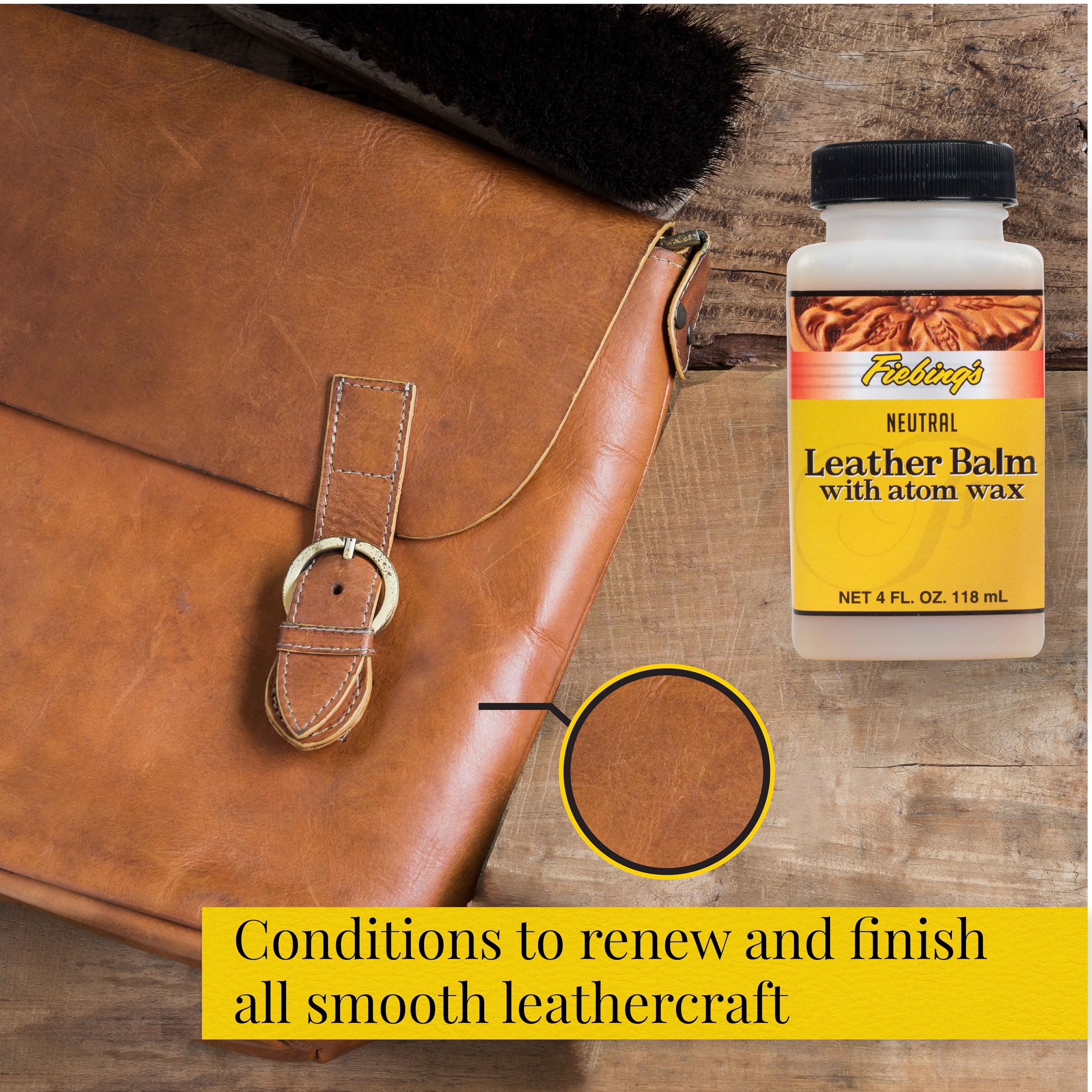 Leather Balm With Atom Wax Neutral, 4 Oz