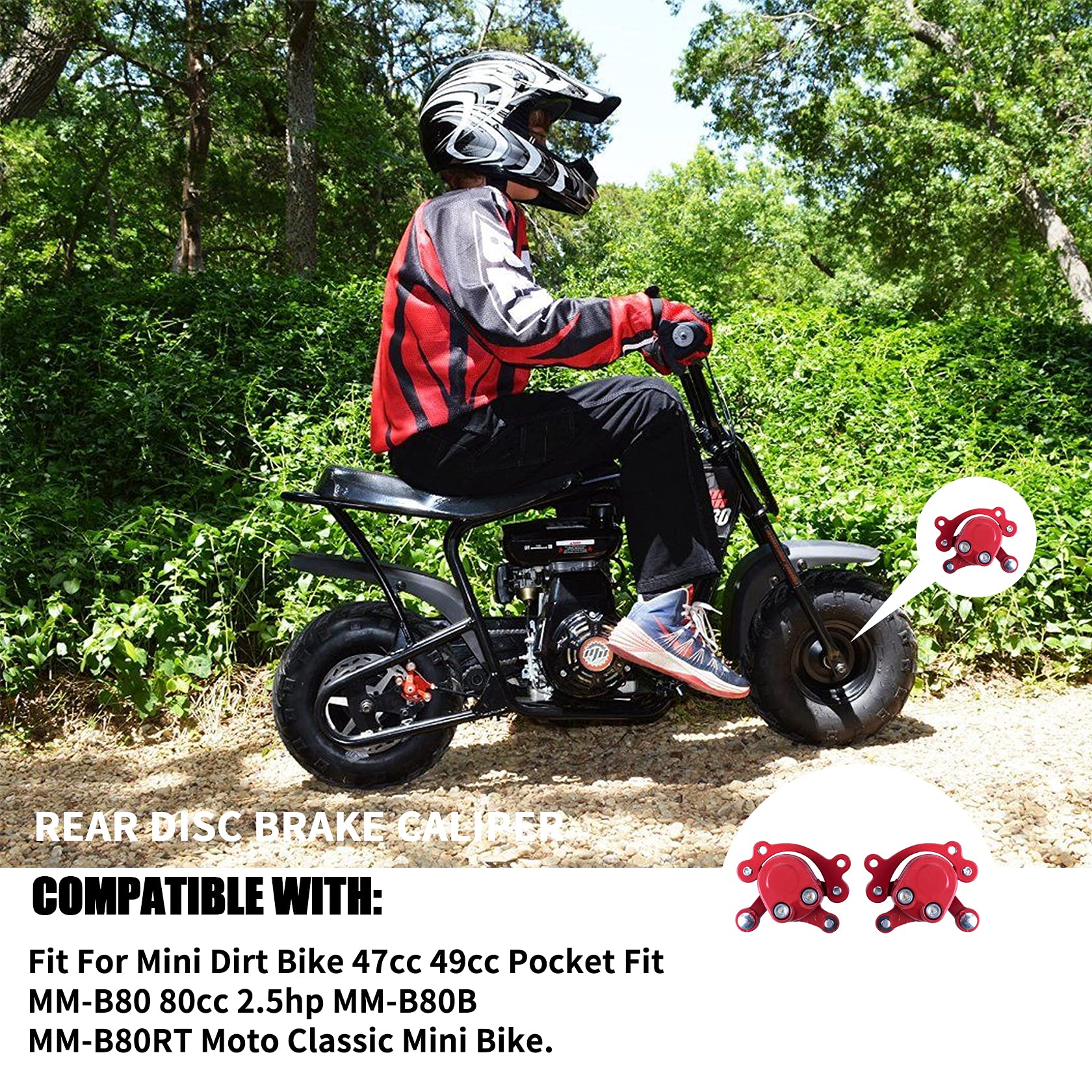 MWMNUN front Rear Disc Brake Caliper with Brake Pads Compatible with Motovox MBX10 MBX11 Mini Dirt Bike MM-B80-BR 80CC 2.5HP Mot