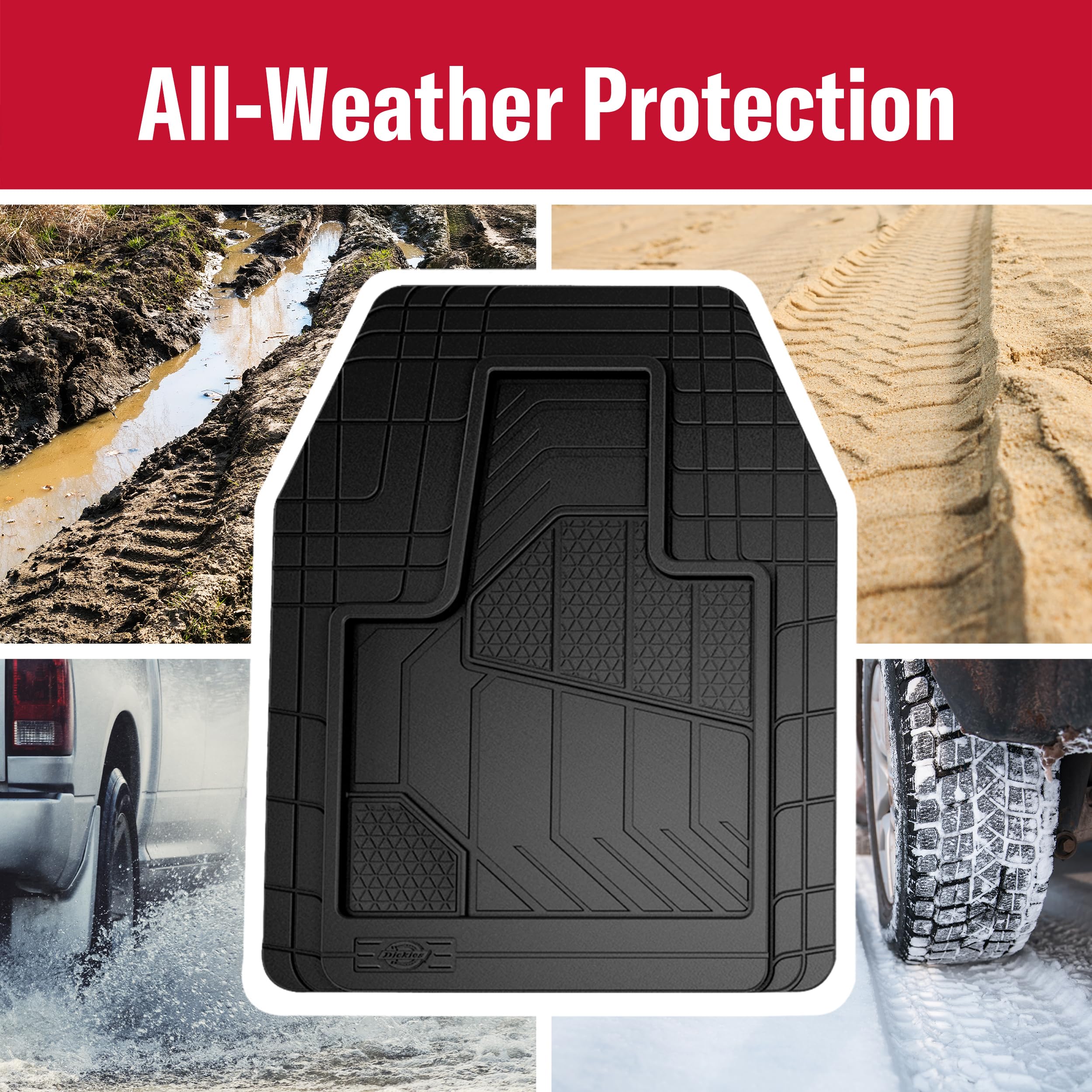 Dickies Maximum Coverage Floor Mats, All-Weather Floor Mats, Trim-To-Fit Floor Mats For Cars, All-Season Automotive Floor Mats F