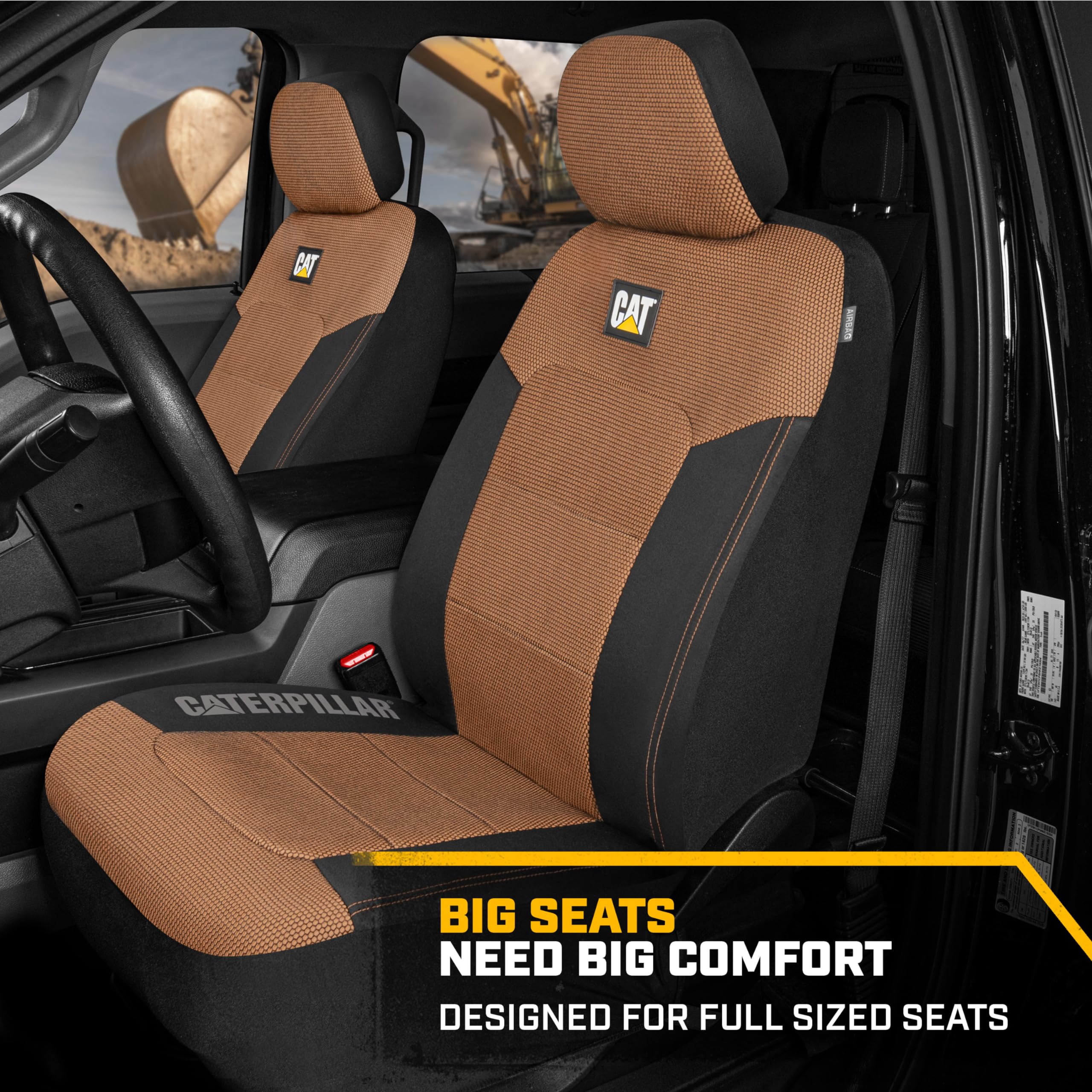 Cat Meshflex Automotive Seat Covers For Cars Trucks And Suvs (Set Of 2) - Beige Car Seat Covers For Front Seats, Truck Seat Prot