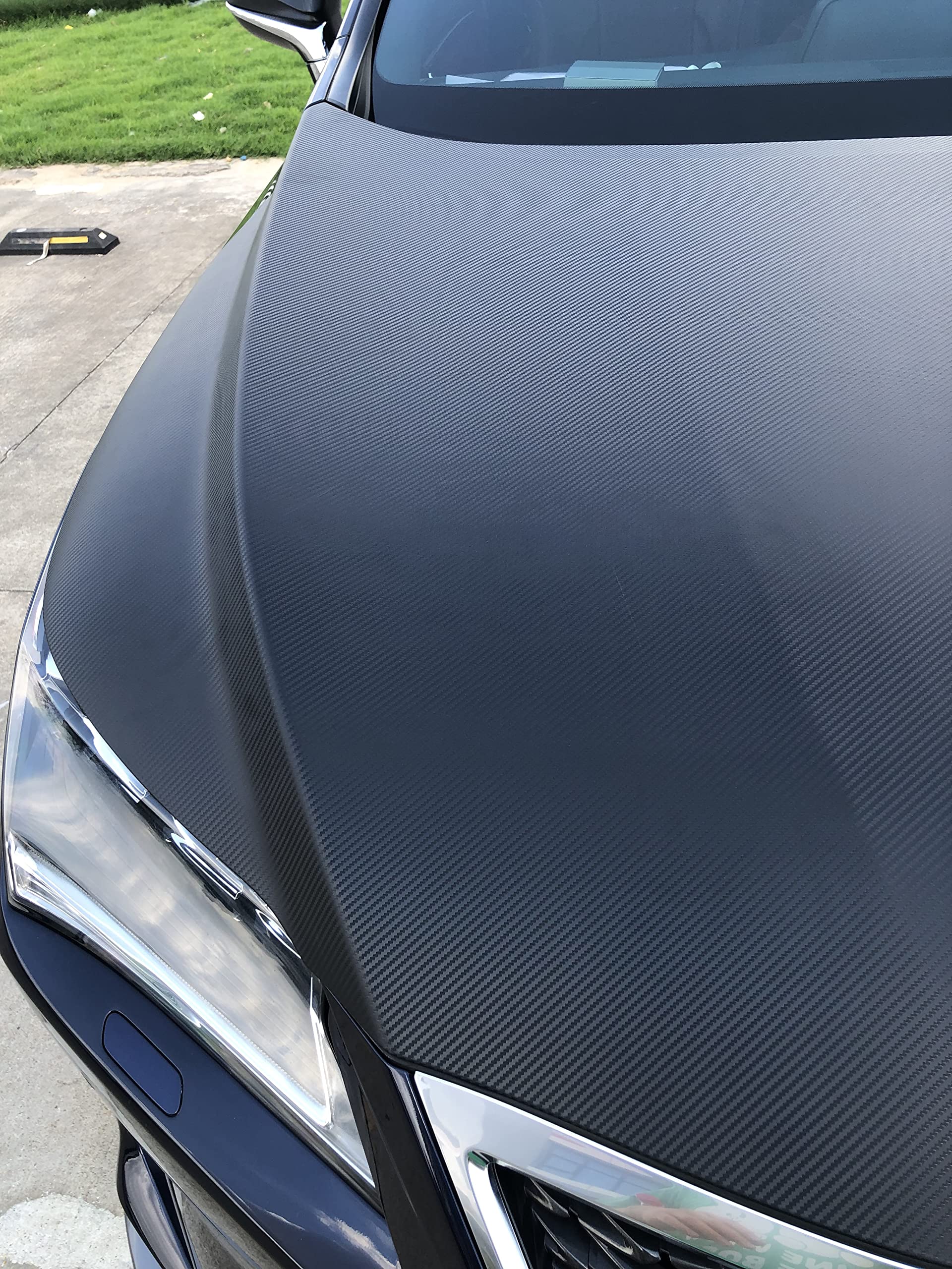 Lzlrun 3D Black Carbon Fiber Vinyl Wrap Roll With Air Release - Outdoor Rated For Automotive Use - 5Ft X 10Ft