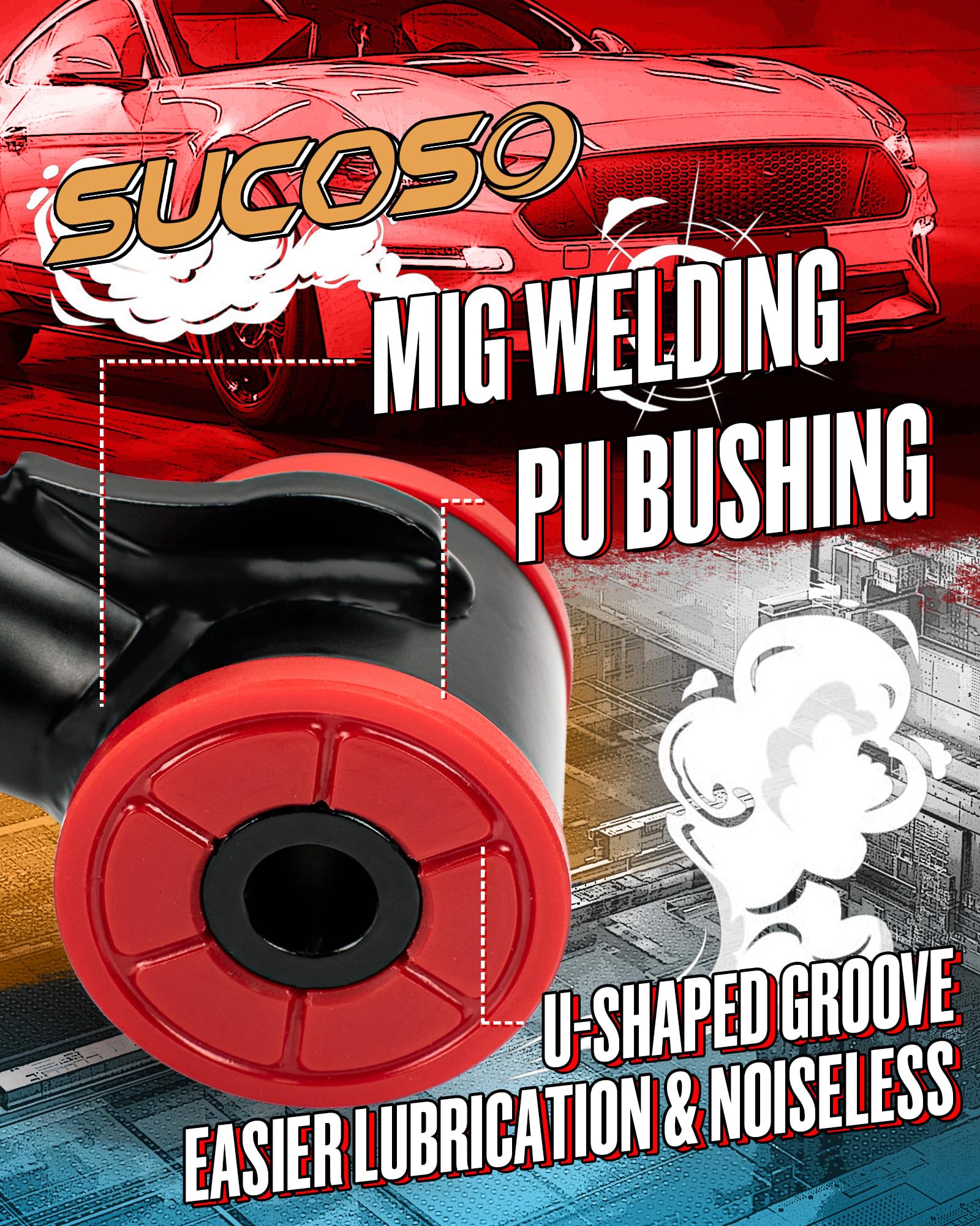 SUCOSO Adjustable Upper Control Arms for Ford F150 2004-2020, 2pcs, Alloy Steel, Black, Greasable Ball Joint, 2-4" Lift