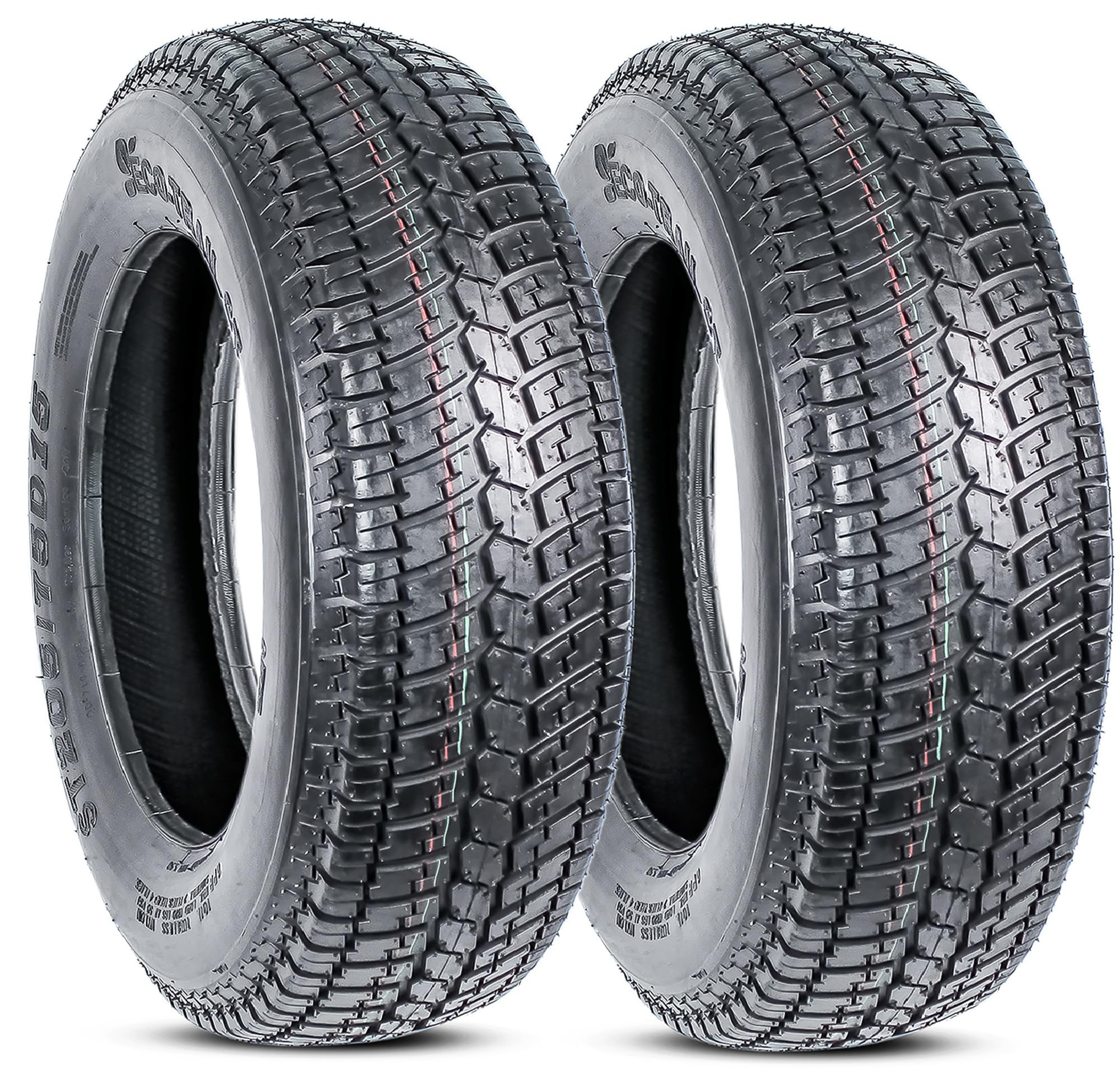 eCustomrim 2-Pack DEEP TREAD Trailer Tires ST205/75D15 Bias Ply Load C DOT Approved 205/75D 15-2 Year Warranty w/Free Roadside