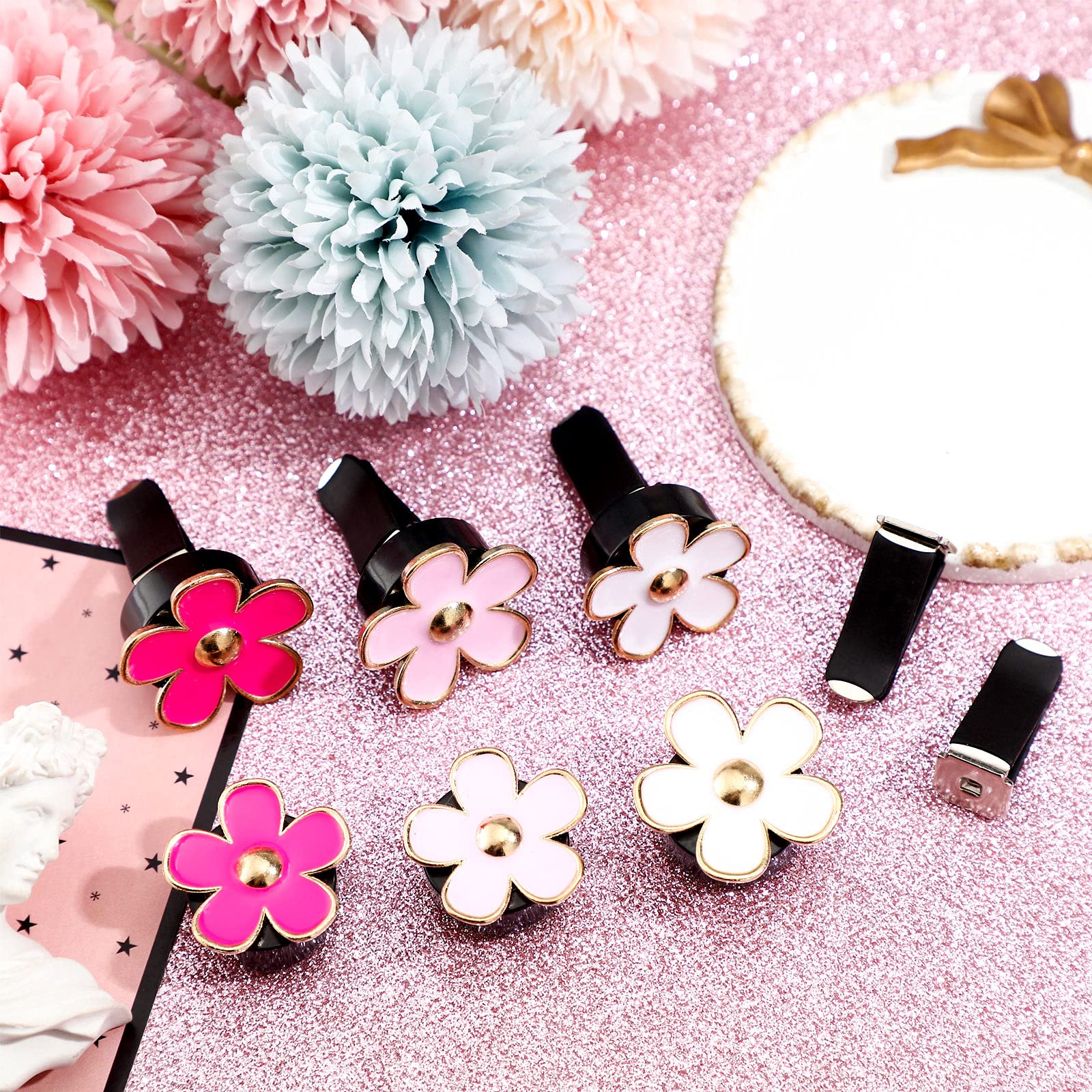 Frienda 6 Pcs Daisy Flower Air Vent Clip Air Freshener Outlet Clip Car Air Conditioning Clip Charm Car Inter Decor(Red, Pink, Wh