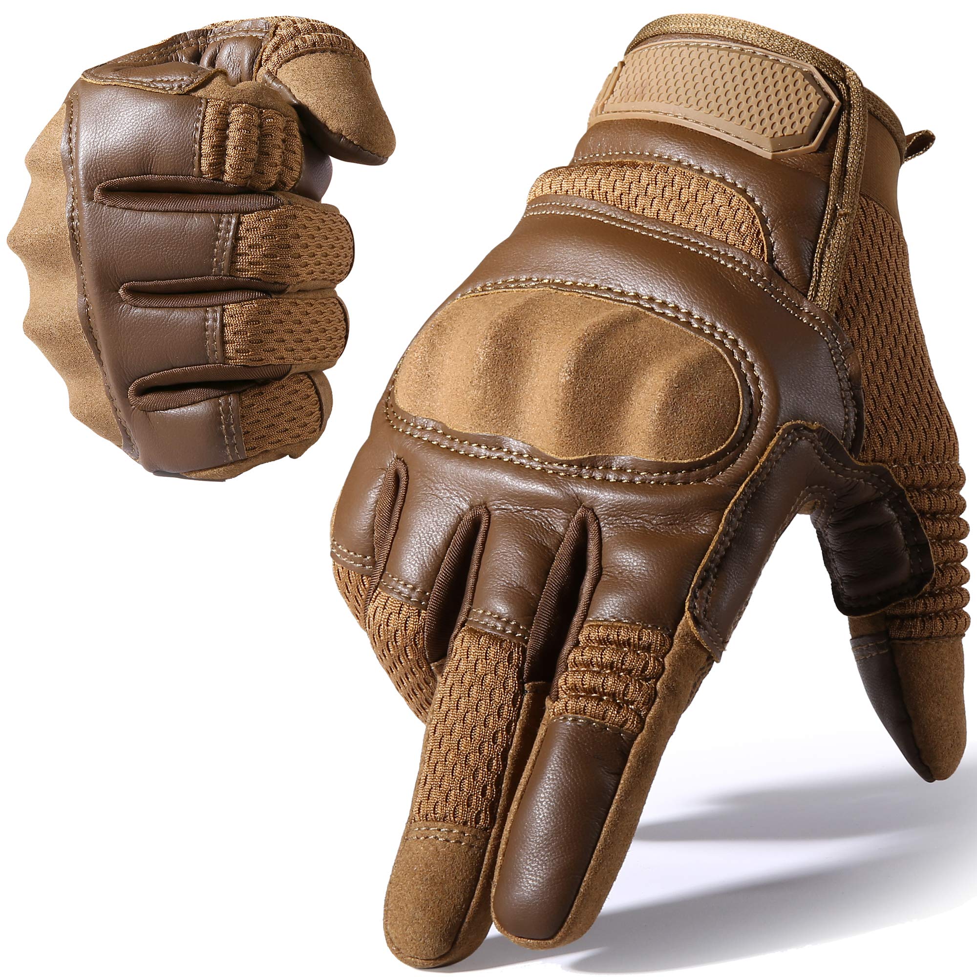 Axbxcx Touch Screen Full Finger Gloves For Motorcycles Cycling Motorbike Atv Bike Camping Climbing Hiking Work Outdoor Sports Men Women Brown Xl