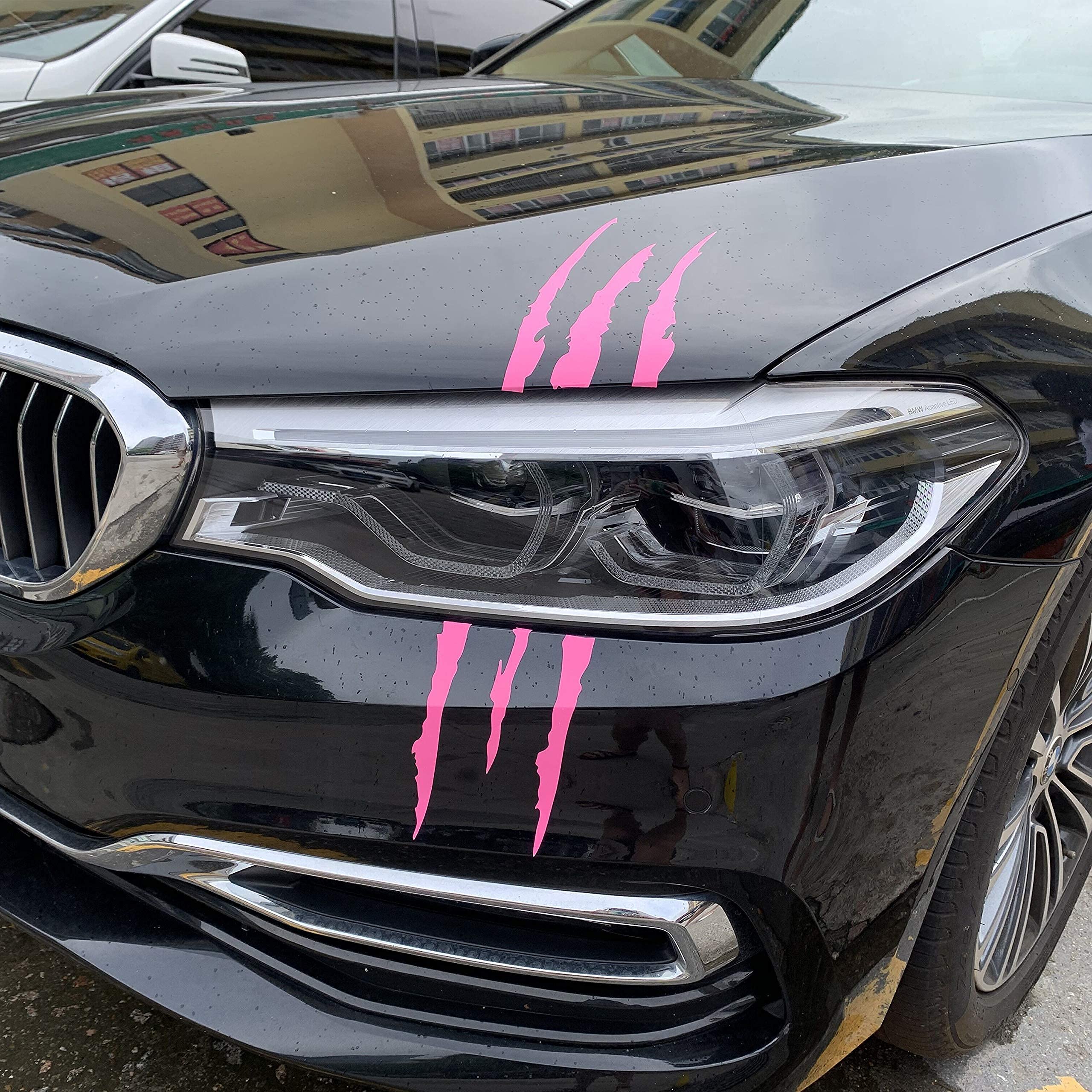 YGMONER Fluorescent Pink Claw Marks Decal Stickers for Car Headlights, 16x5in, Model mgygs50058, Made of Durable Polyethylene Tereph