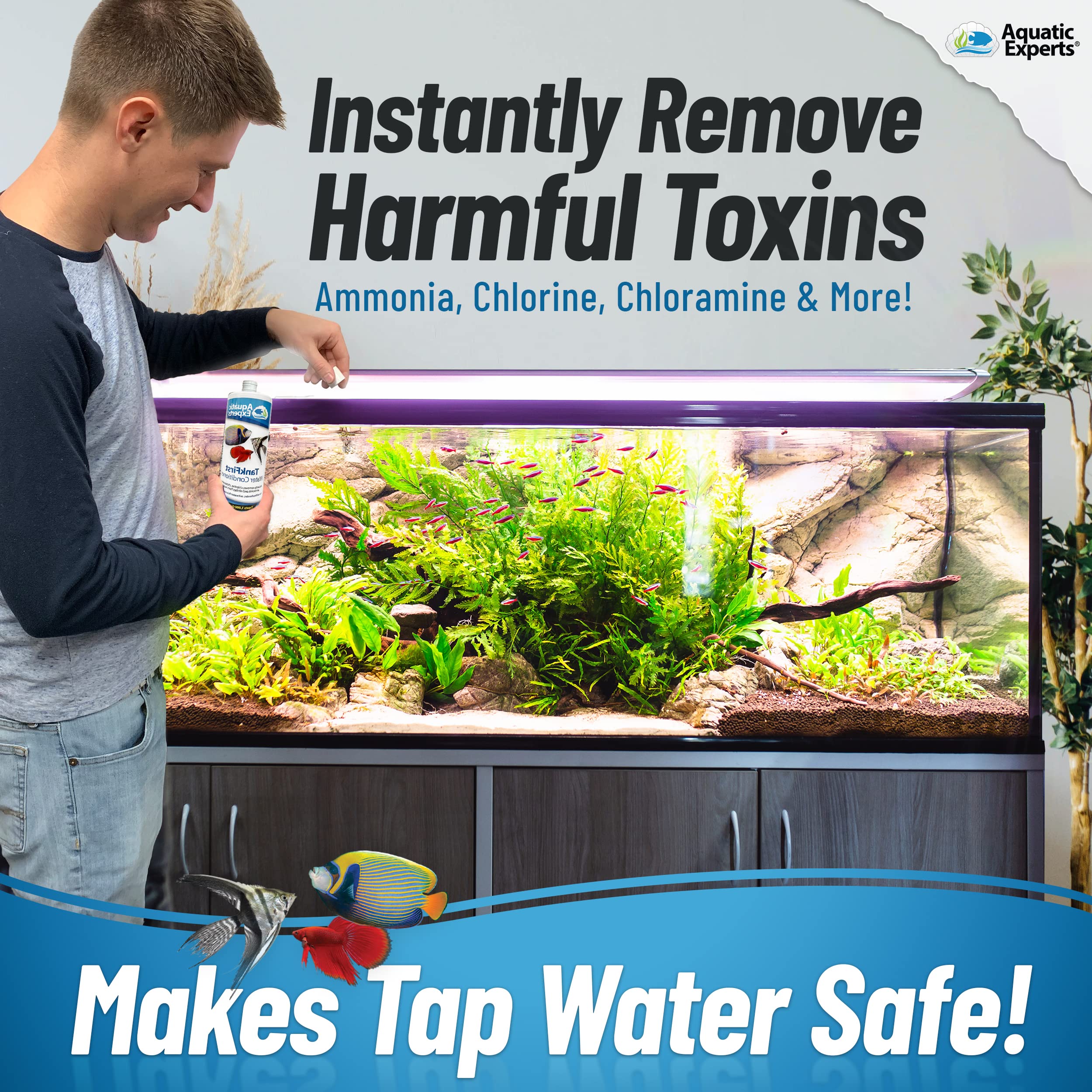 Aquatic Experts Tankfirst Complete Aquarium Water Conditioner - Fish Water Conditioner, Instantly Removes Chlorine, Chloramines,
