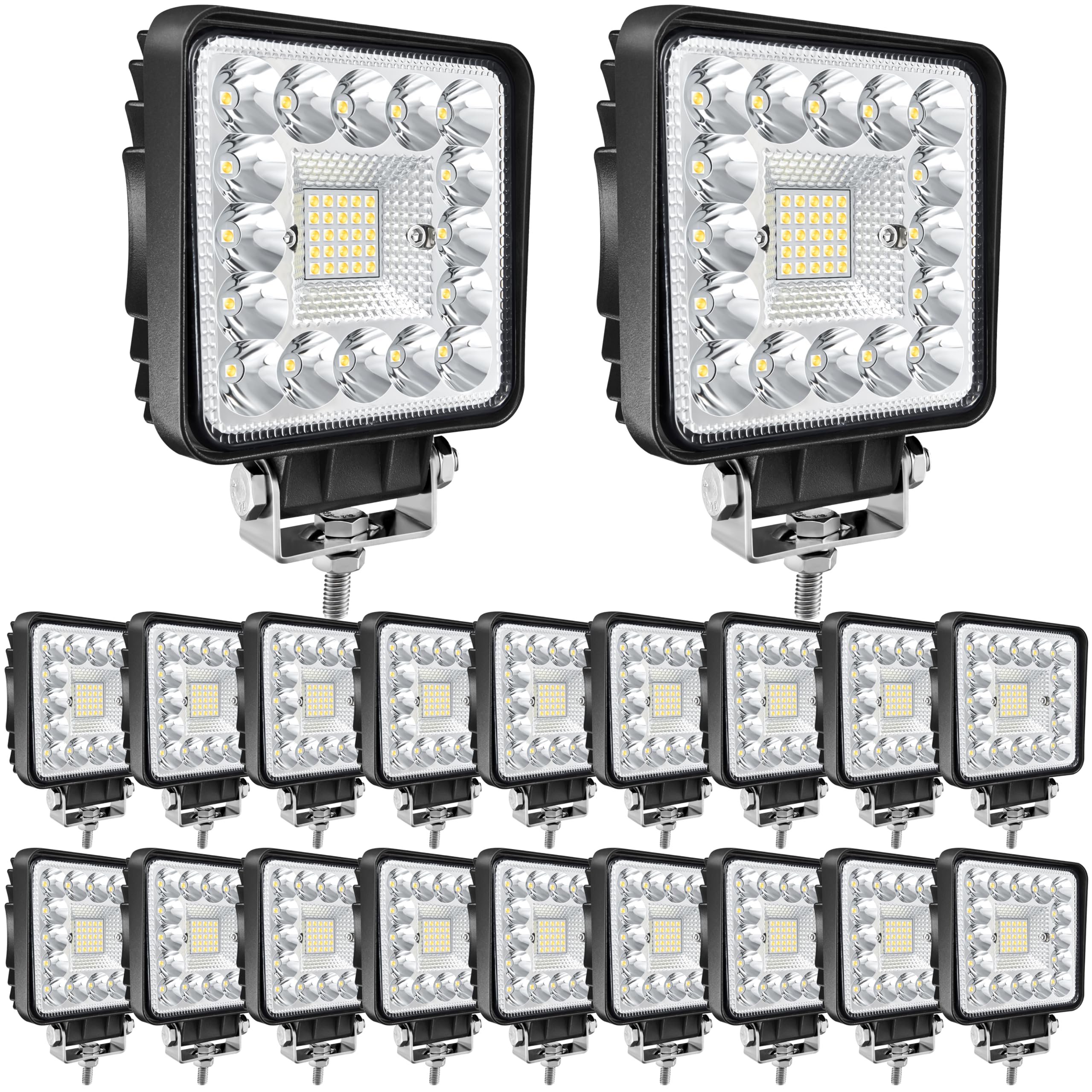 SAN YOUNG LED Light Pods, 120W 10000lm 12V 24V 4 Inches LED Work Lights for Truck Tractor ATV UTV RV Boat Pickup Golf Cart Snowb