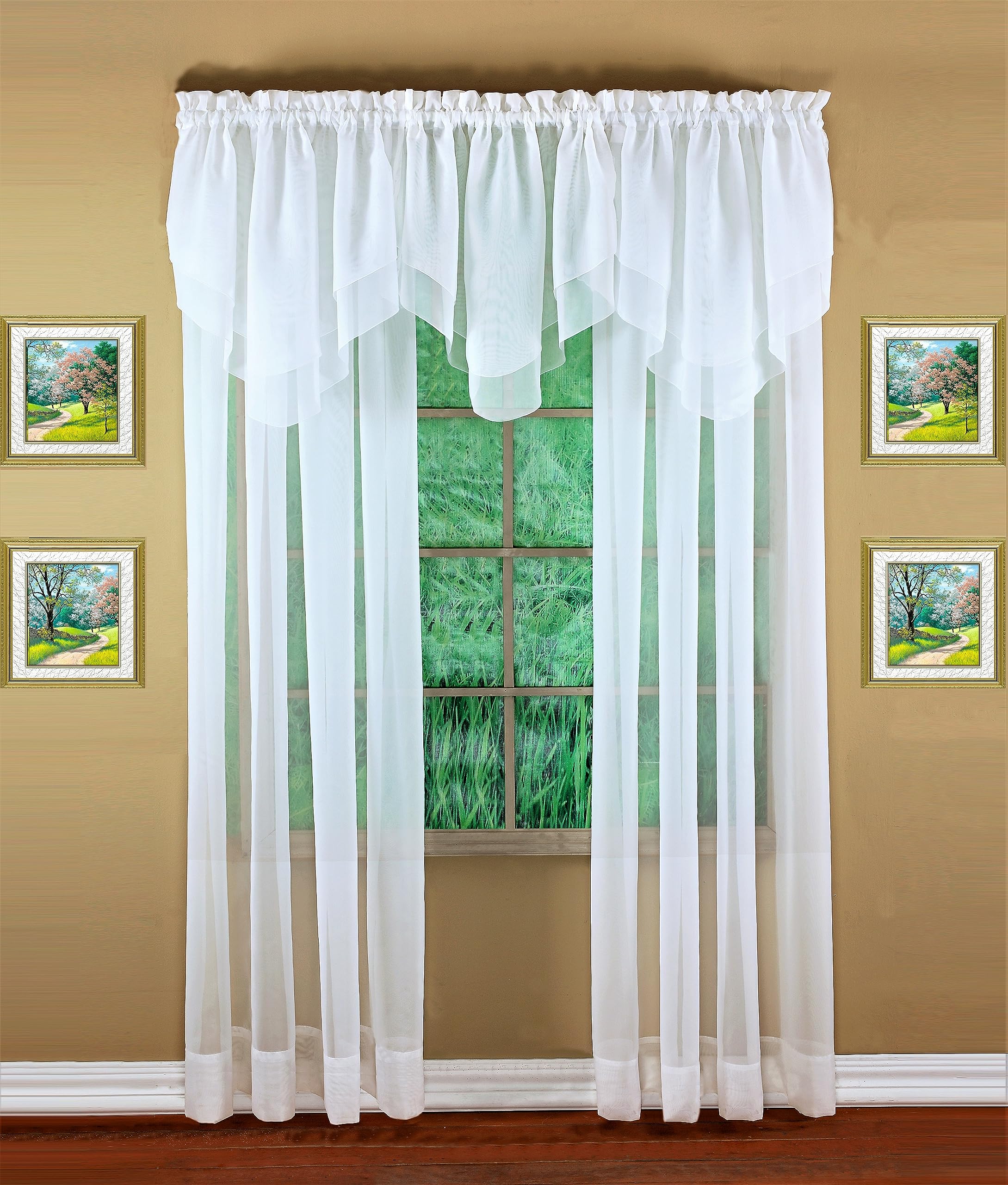Today's Curtain Emelia Voile Ascot 25" Sheer Curtain Panel, 40"W x 25"L, White, Model CA2002P-AA, Polyester