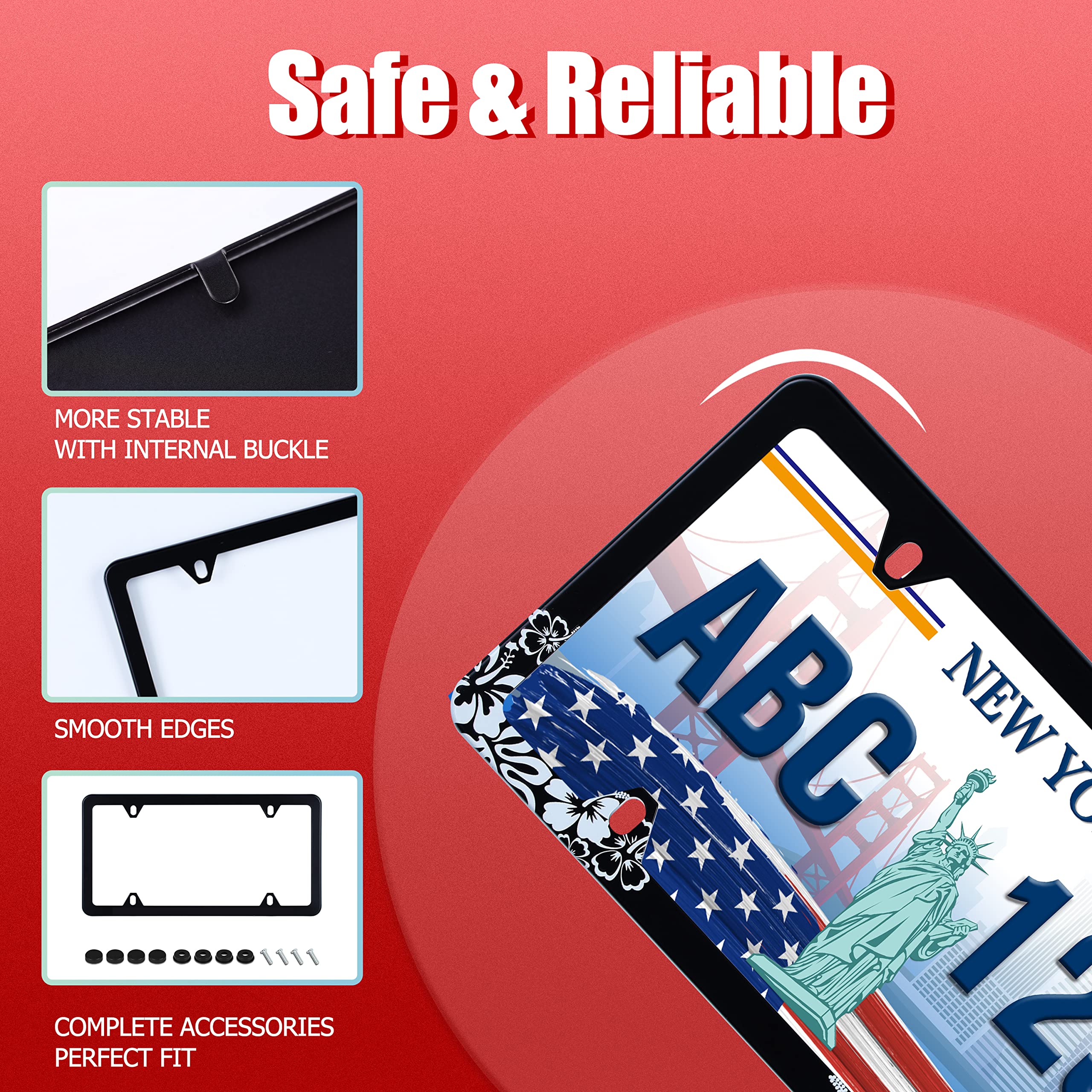 Hibiscus Flower License Plate Frame Hawiian Tropical Floral License Plate Holder Stainless Steel Auto Parts Decoration With Scre