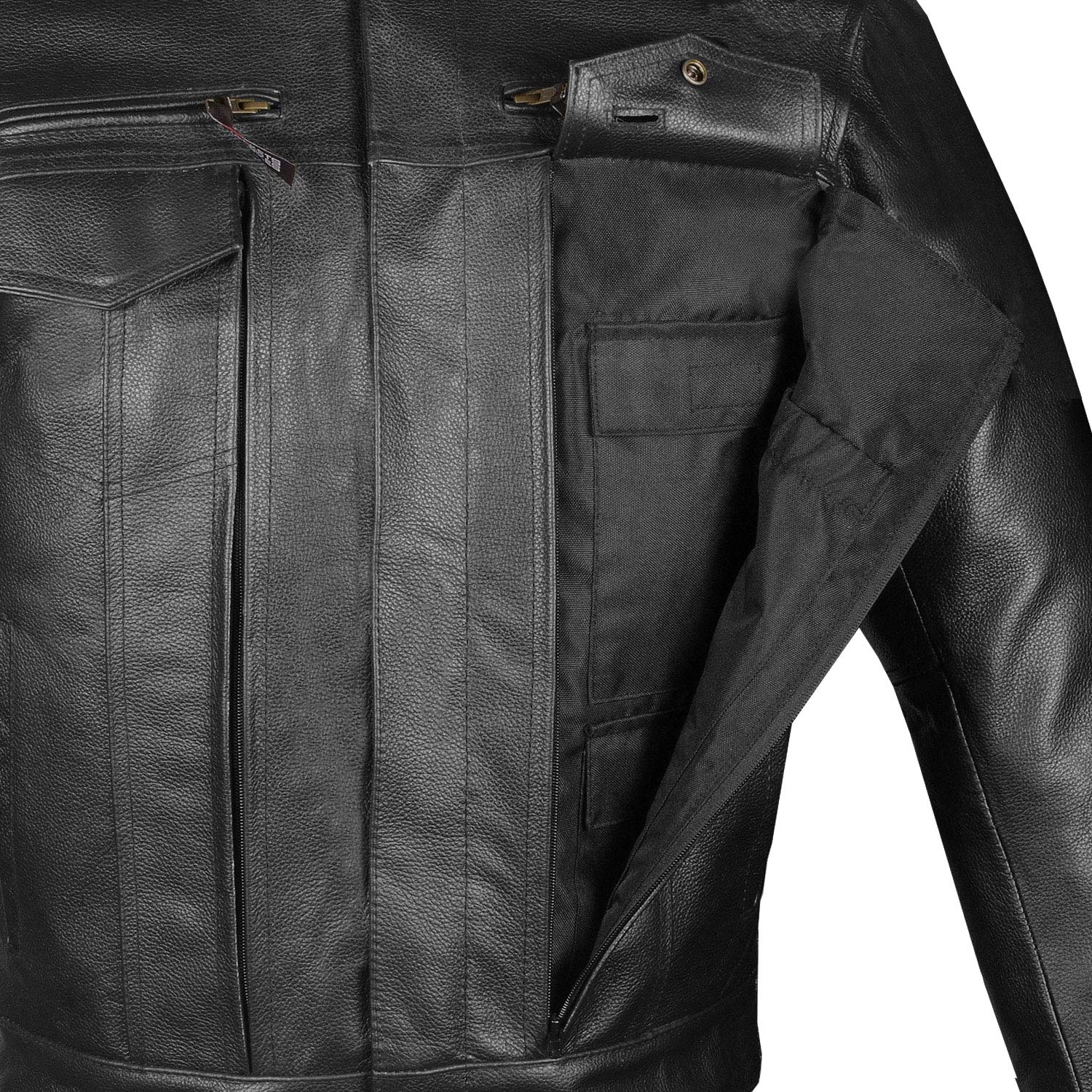 Jackets 4 Bikes COMMUTER Men's Motorcycle Jacket, Leather, CE Armor, Black, Small, Model MLJP1008