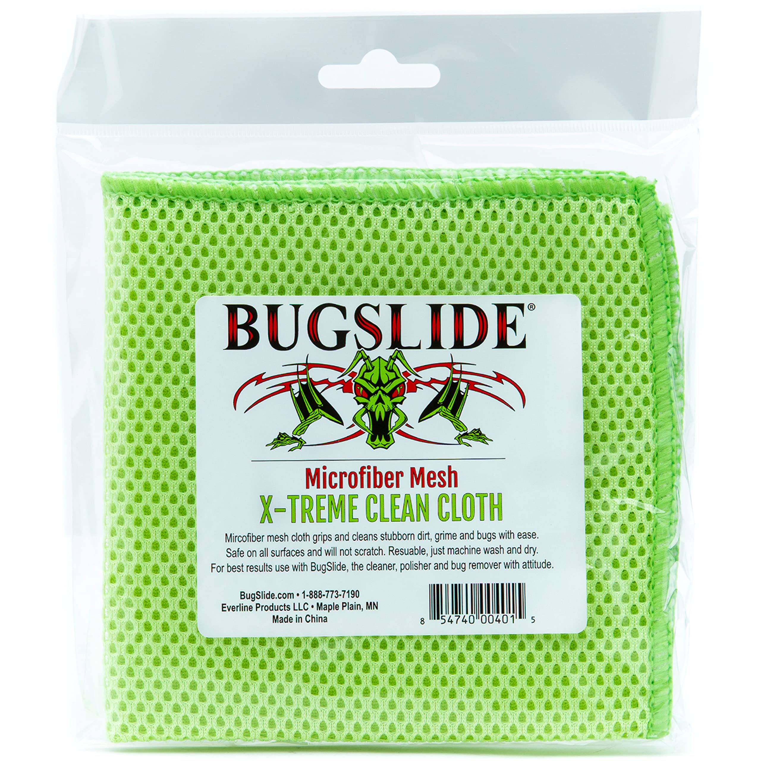 Bugslide Microfiber Mesh X-Treme Cleaning Cloth - Cleans And Polishes All Vehicle Surfaces Without Scratching, Waffle Weave For Extra Cleaning Power, Use With All Bugslide Cleaning Products
