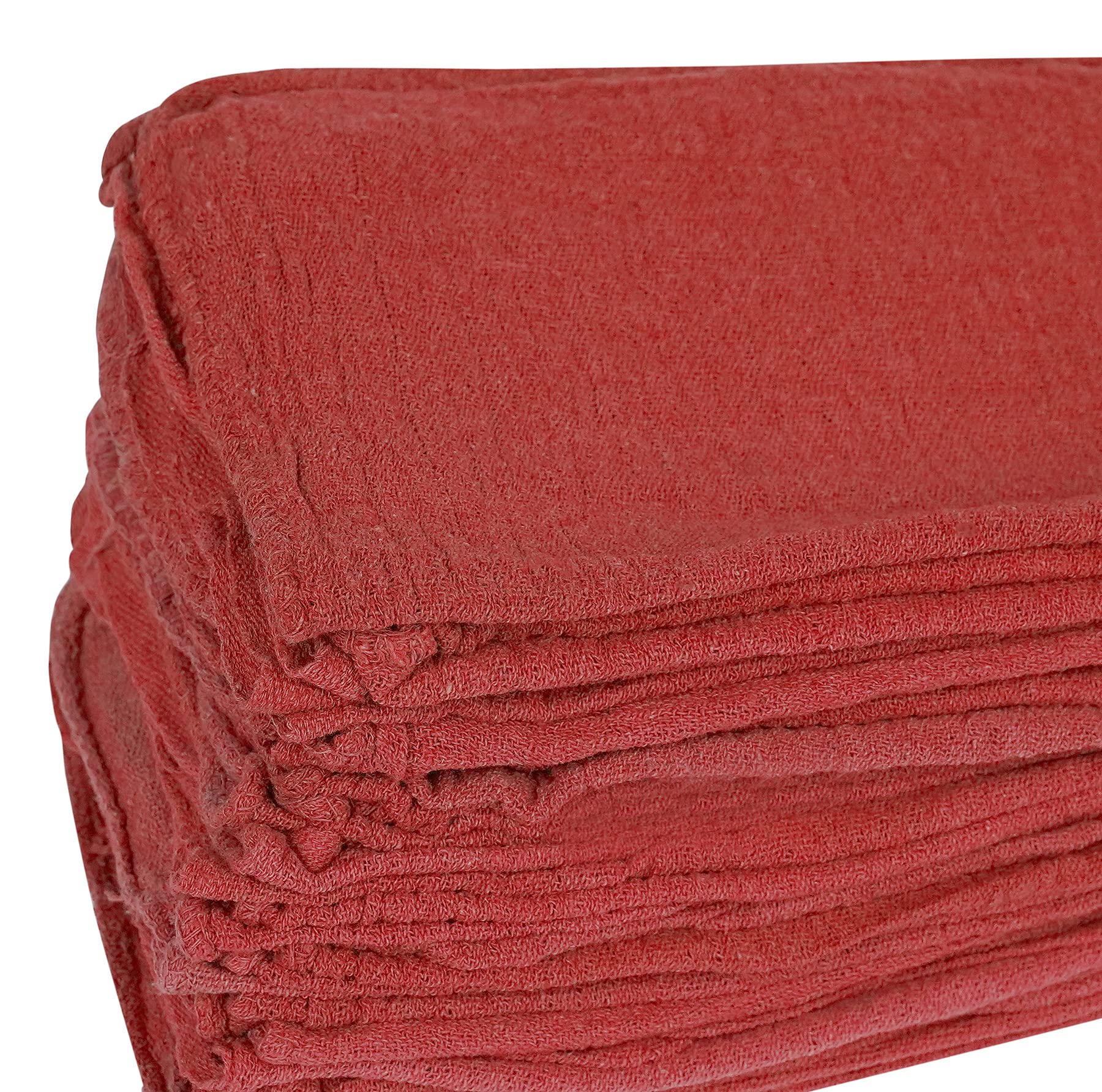 Stf Linen Cotton Shop Towels Red - (Pack Of 150) Size 14X14 Inches Cleaning Rags - Absorbent Shop Rags And Multipurpose Cleaning