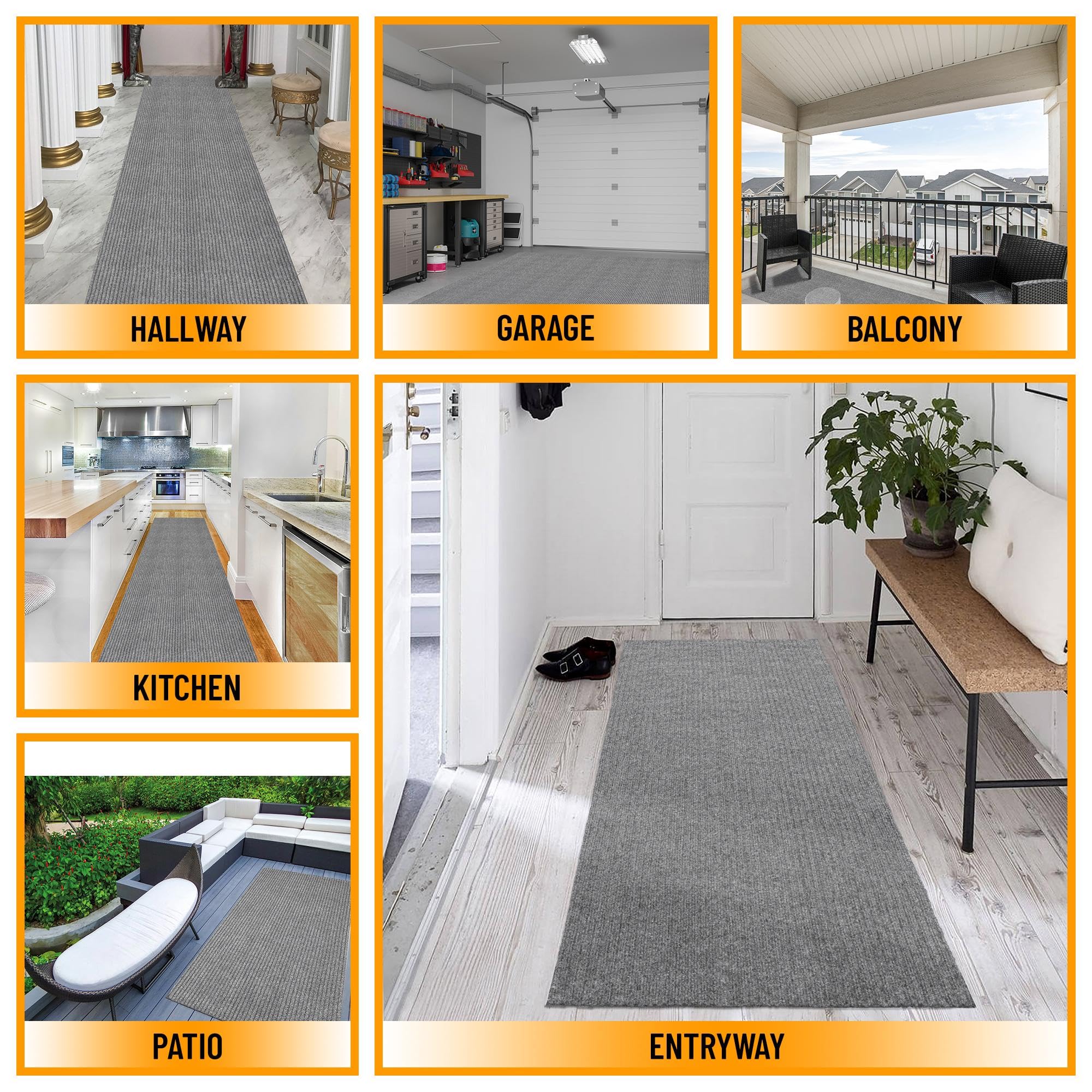 Ottomanson Solid Design Non-Slip Rubberback 7X10 Indoor/Outdoor Area Rug For Living Room, Bedroom, Dining Room, Garage, Patio, 6