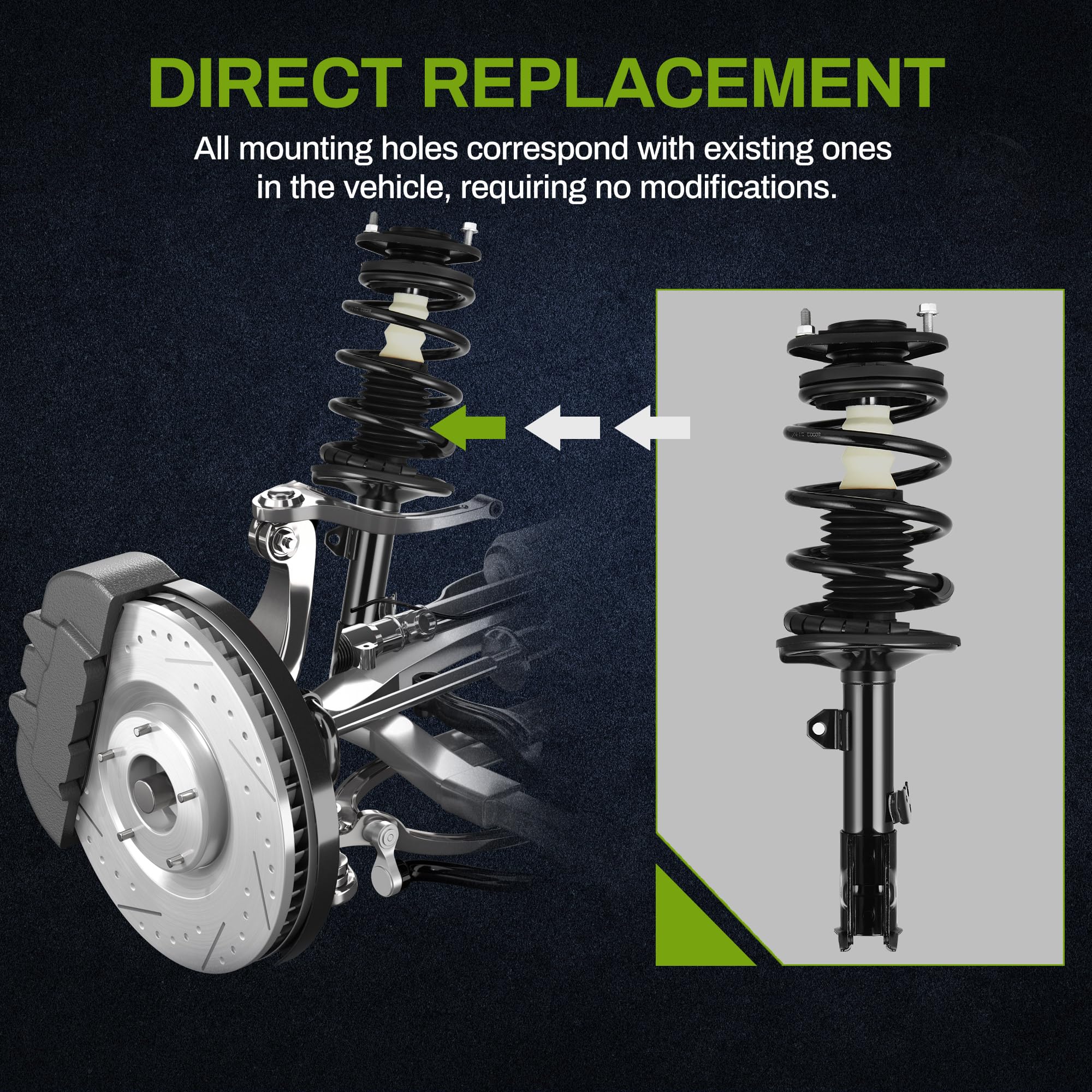 Autosaver88 Front Pair Complete Struts Shocks Assembly Compatible With 2009-2013 Corolla 1.8 L 2009-2010 Matrix Pontiac Vibe Fwd