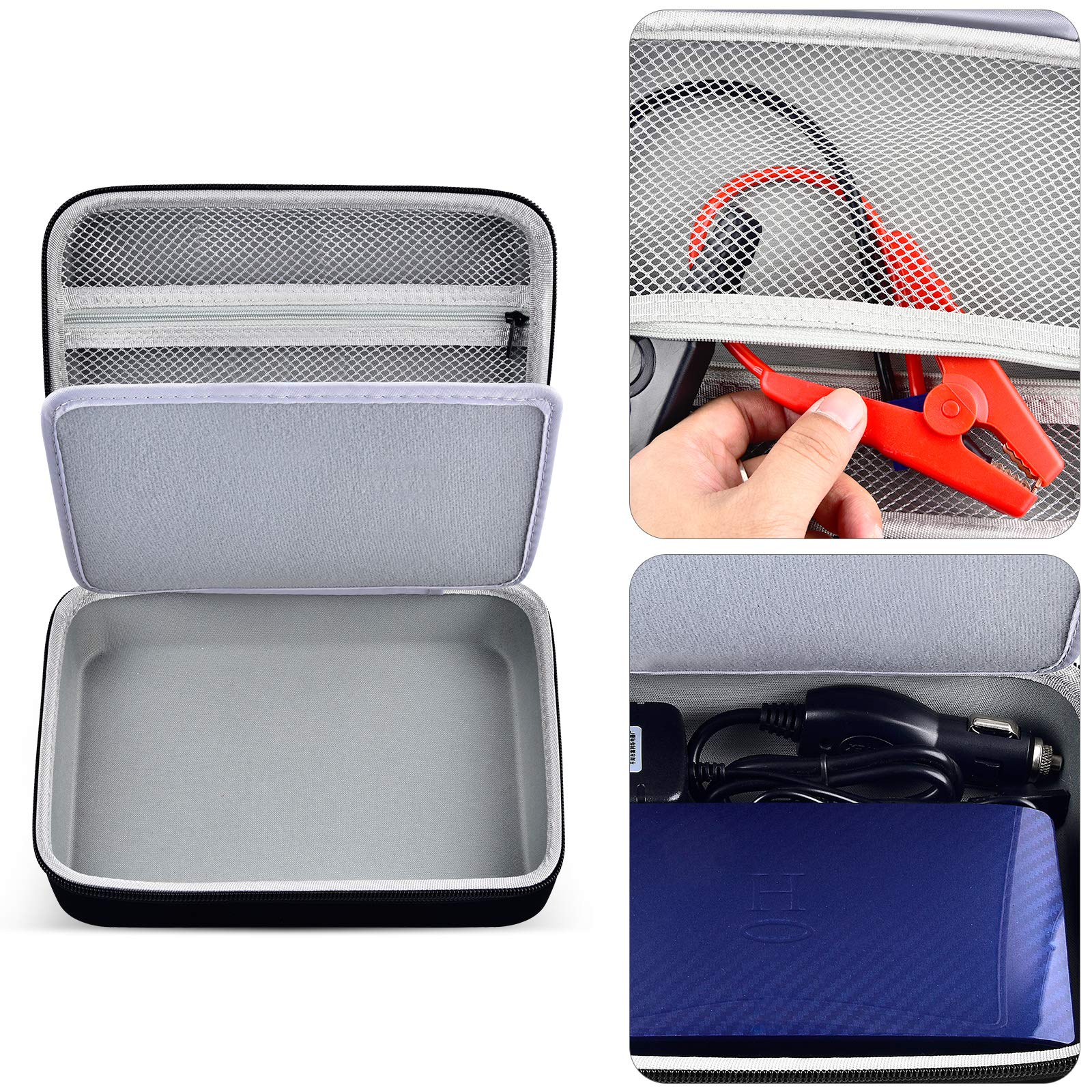 Comecase Case for Halo Bolt 58830/57720 - Portable Charger Storage Holder, Grey Inside, with Mesh Pocket for Accessories