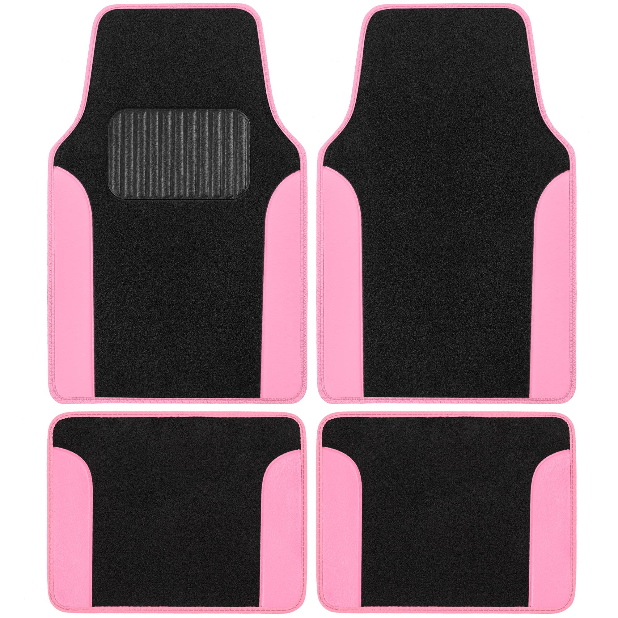 Bdk Pink Carpet - Two-Tone Faux Leather Automotive Floor Mats, Included Anti-Slip Features And Built-In Heel Pad, Stylish For Ca