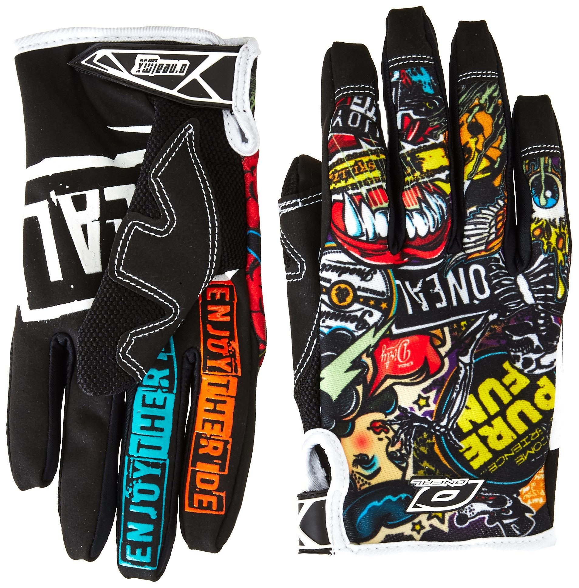 ONeal 0385-131 Jump Gloves with Crank Graphic (Black/Multicolor, Size 11)