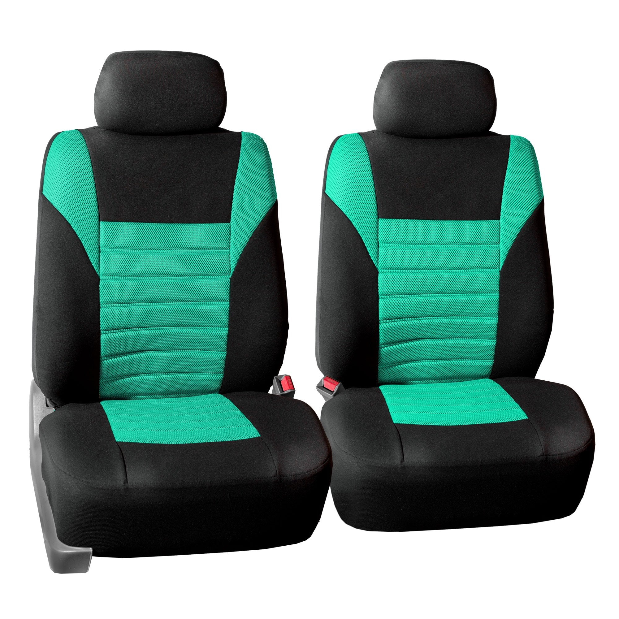 Fh Group Front Set Premium Mint 3D Air Mesh Car Seat Covers For Low Back Car Seats With Removable Headrest, Universal Fit, Airba