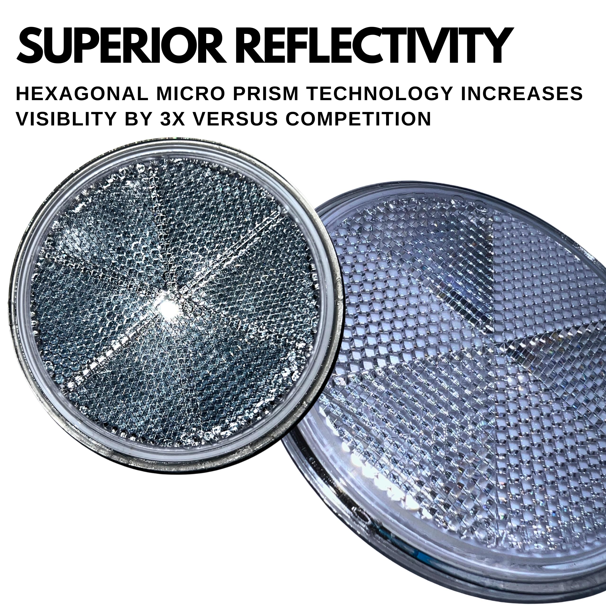 [All Star Truck Parts] Class A 3' Round Reflector Strong Stick-On - Red/Amber For Trailers, Trucks, Automobiles, Mail Boxes, Boats, Suv'S, Rv'S, Industrial Applications (2X White)