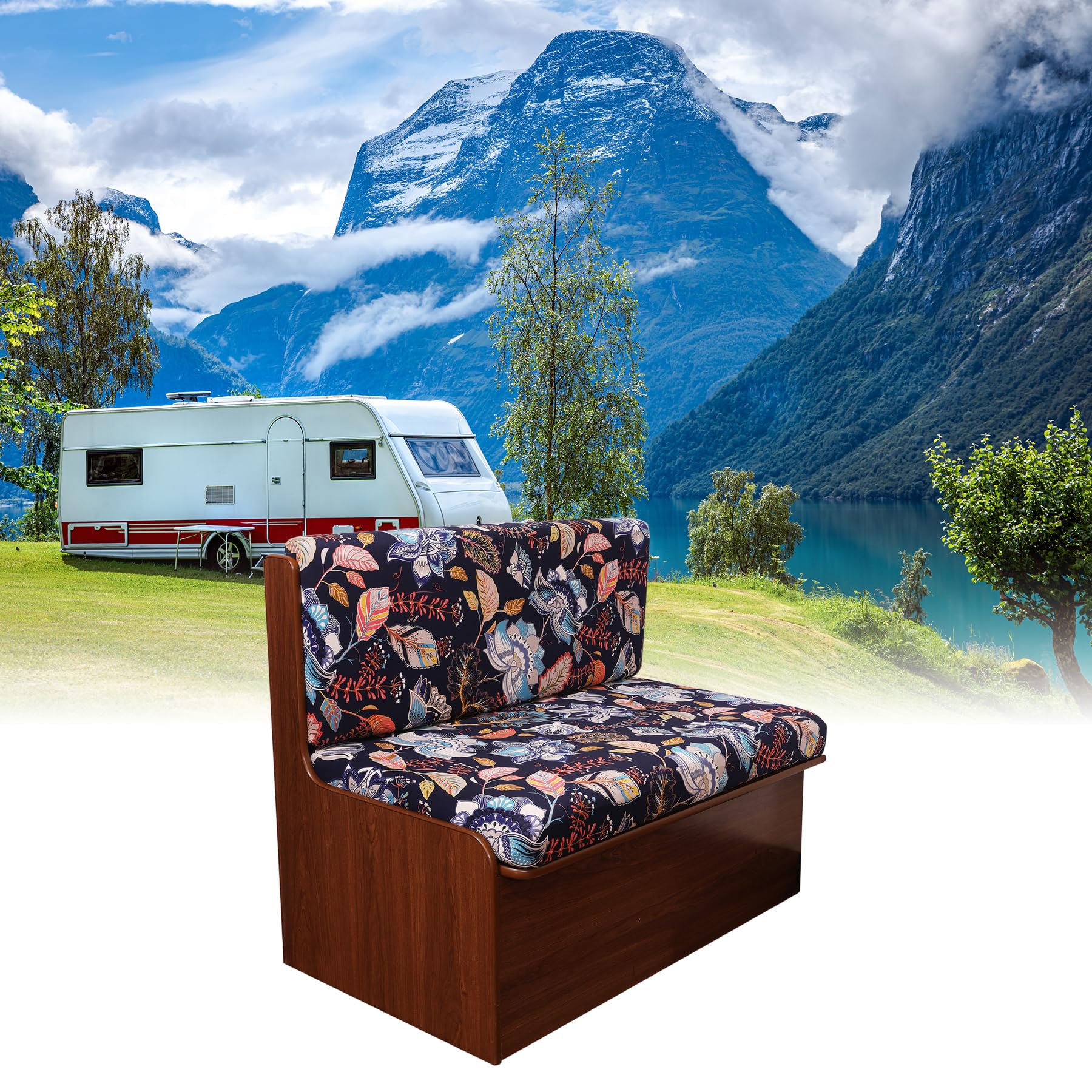 FUANGUI RV Dinette Cushion Covers - Stretch Booth Seat Replacement, Washable, B5, 2 Bench & 2 Backrest Covers, Model FCZDT