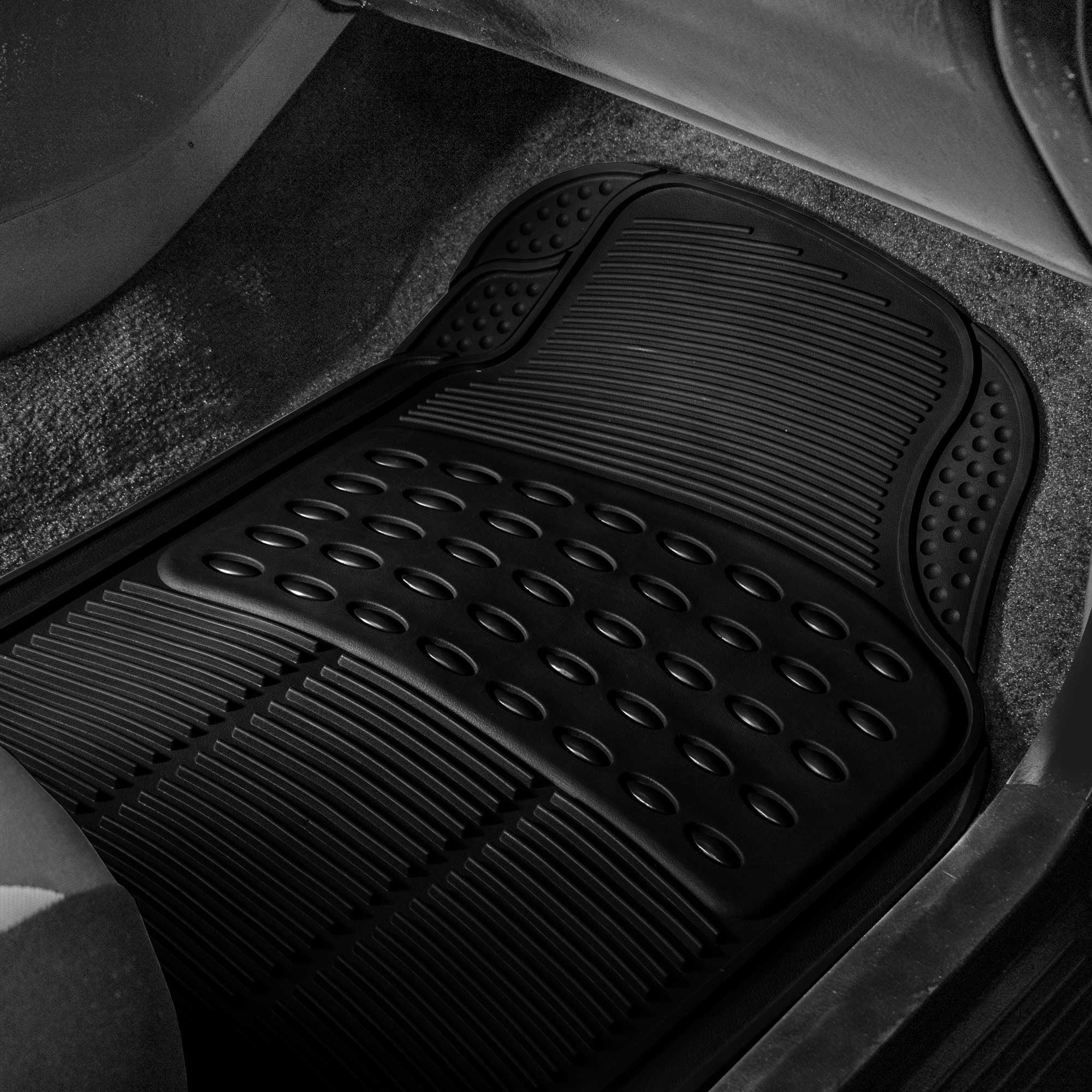 Fh Group Climaproof Trimmable Non-Slip Vinyl Floor Mats 3 Row Set - Universal Fit For Cars Trucks And Suvs (Black) F11306 + F164