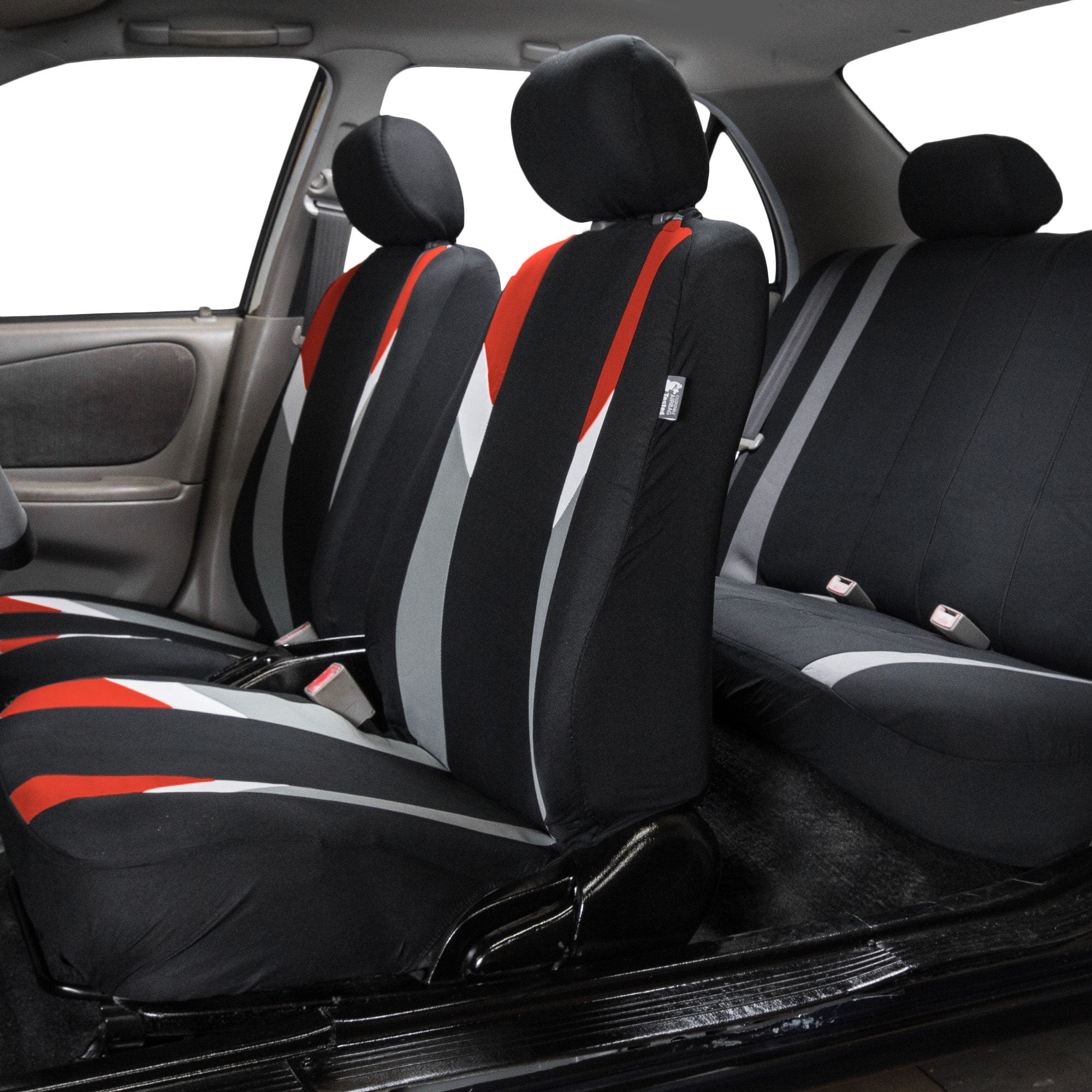 Fh Group Car Seat Covers Full Set Cloth - Seat Covers For Low Back Car Seats With Removable Headrest, Universal Fit,Automotive S