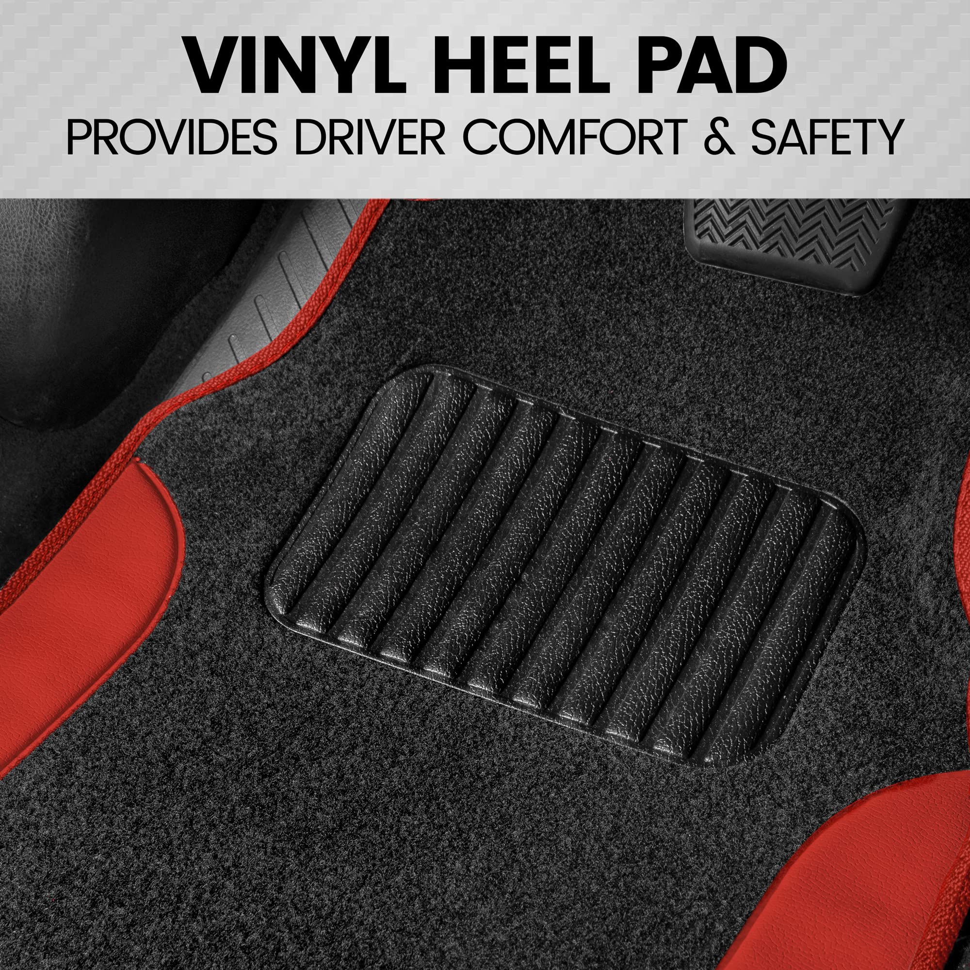 Bdk Polypro Red Car Seat Covers Full Set With 4-Piece Car Floor Mats - Two-Tone Seat Covers For Cars With Carpet, Interior Cover