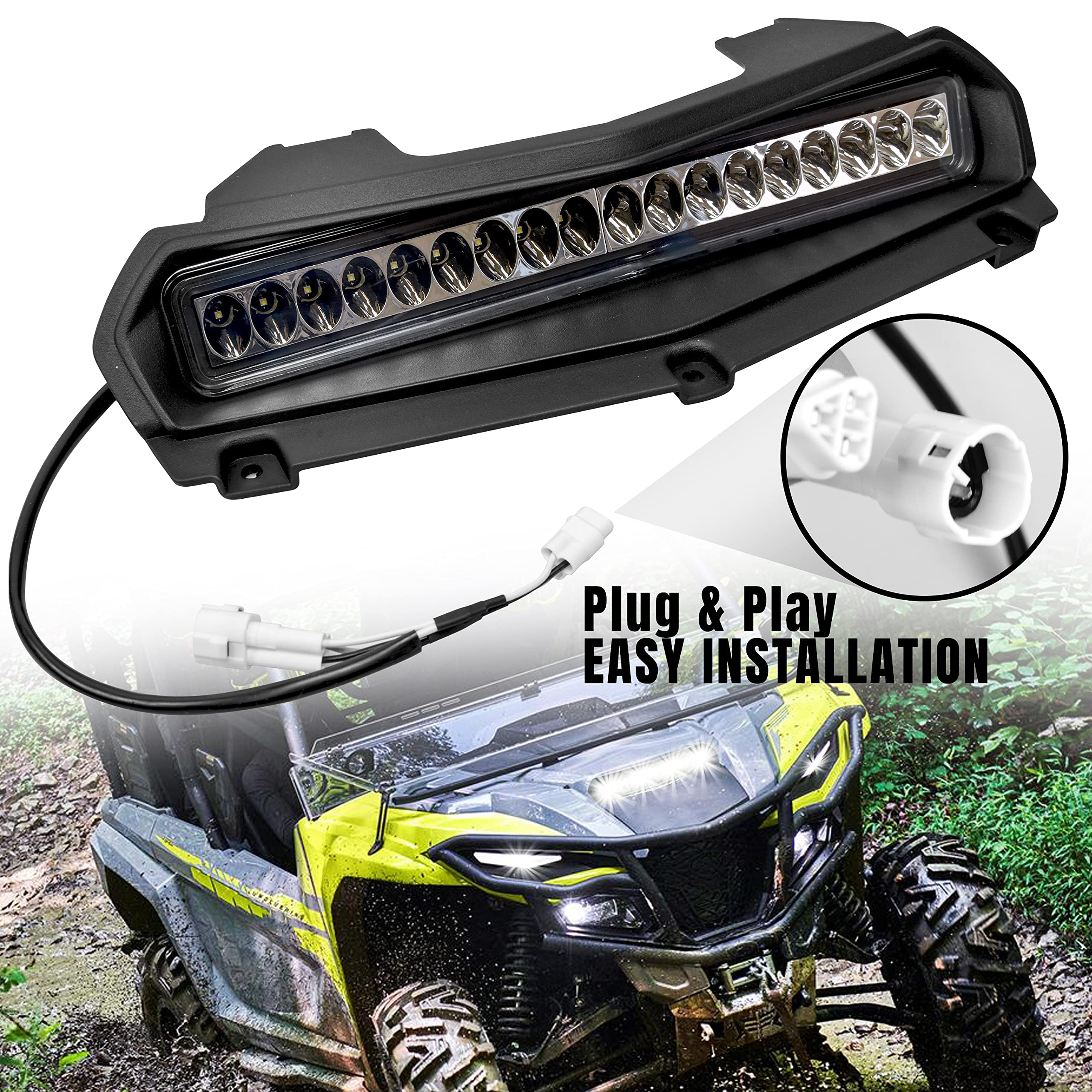 KATIMOTO LED Hood Scoop Light for Yamaha RMAX 1000 & Wolverine RMAX2/RMAX4, Black, Model KTI-030809-002, Durable ABS Material