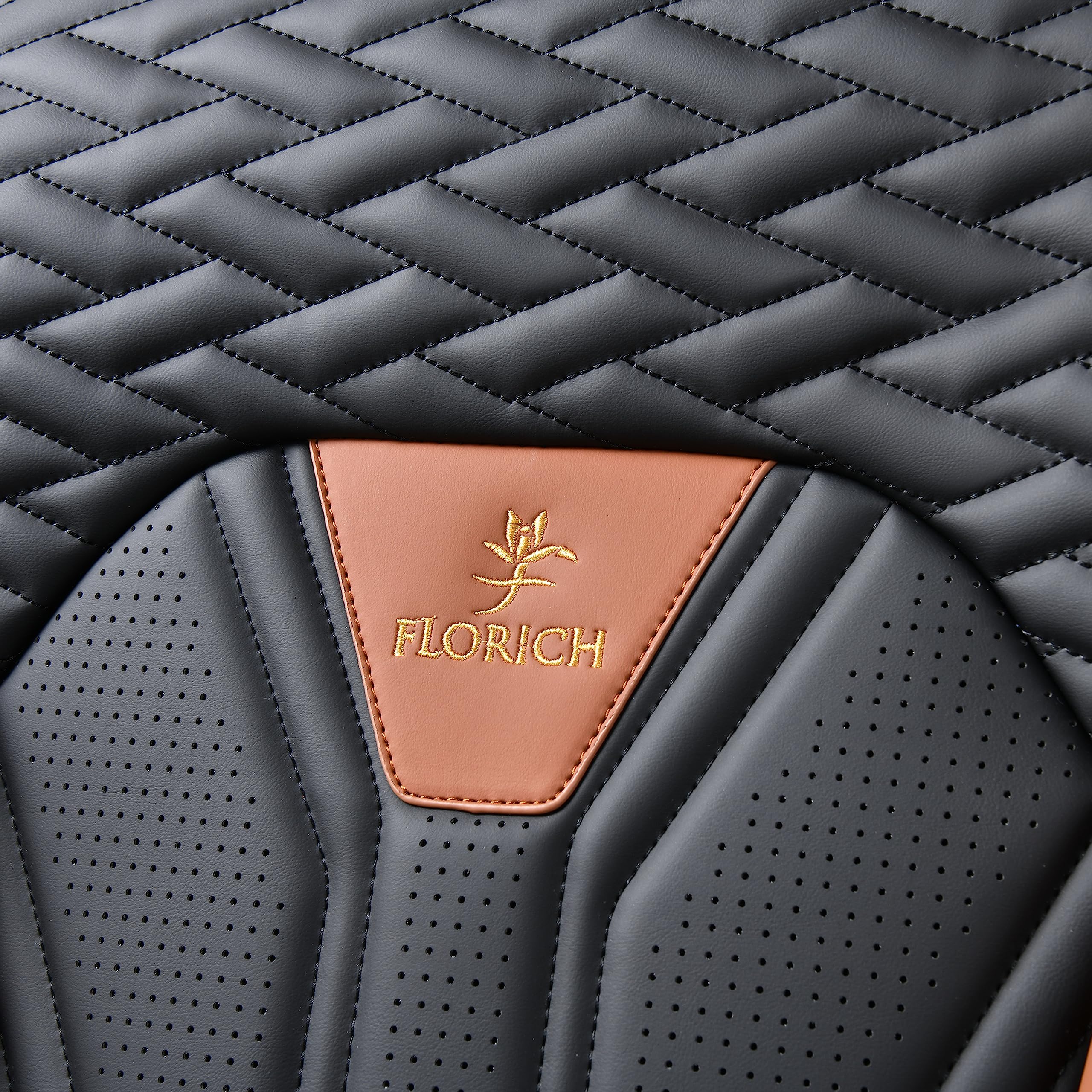 FLORICH Waterproof Leather Seat Covers for Cars, Front Pair, Brown & Black, KWZ-301 Series, Universal Fit for Most Cars, Trucks, SUVs