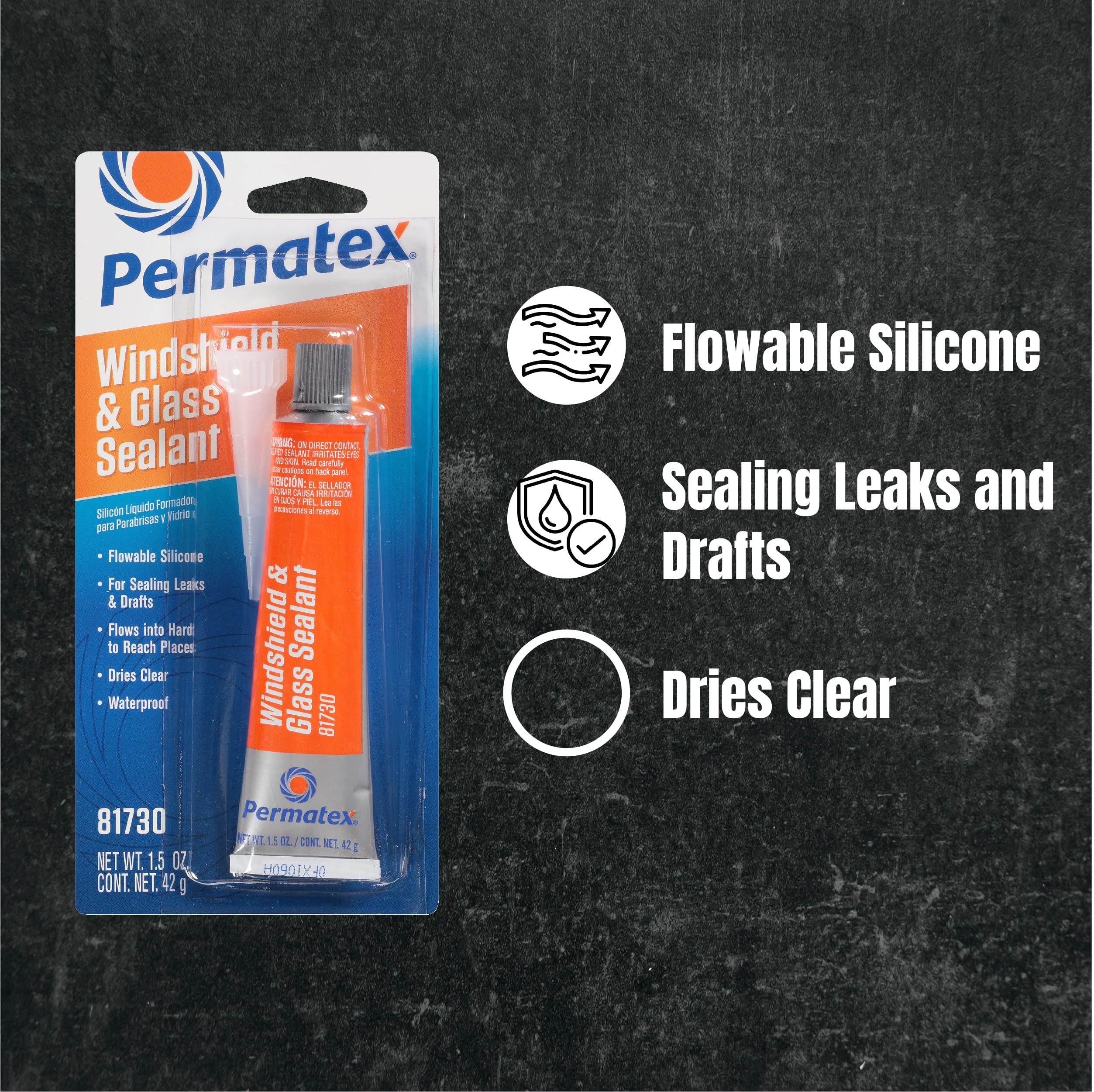 Permatex 81730 1.5 Oz Flowable Silicone Windshield & Glass Sealer