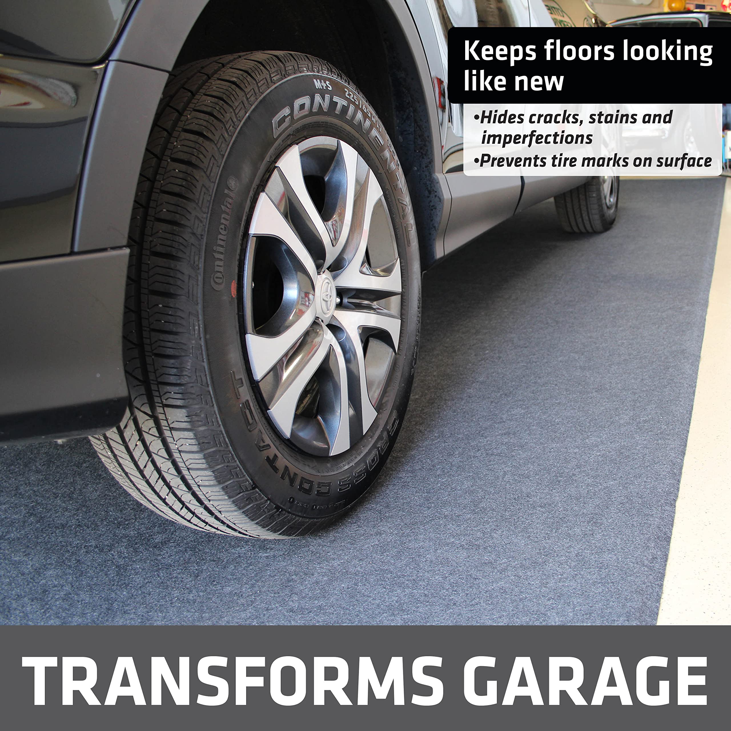 Drymate Garage Floor Mat, (20' X 7'4), Protects Surfaces, Transforms Garage, Absorbent, Waterproof, Durable (Usa Made) (Charcoal) (Includes Double Sided Tape)