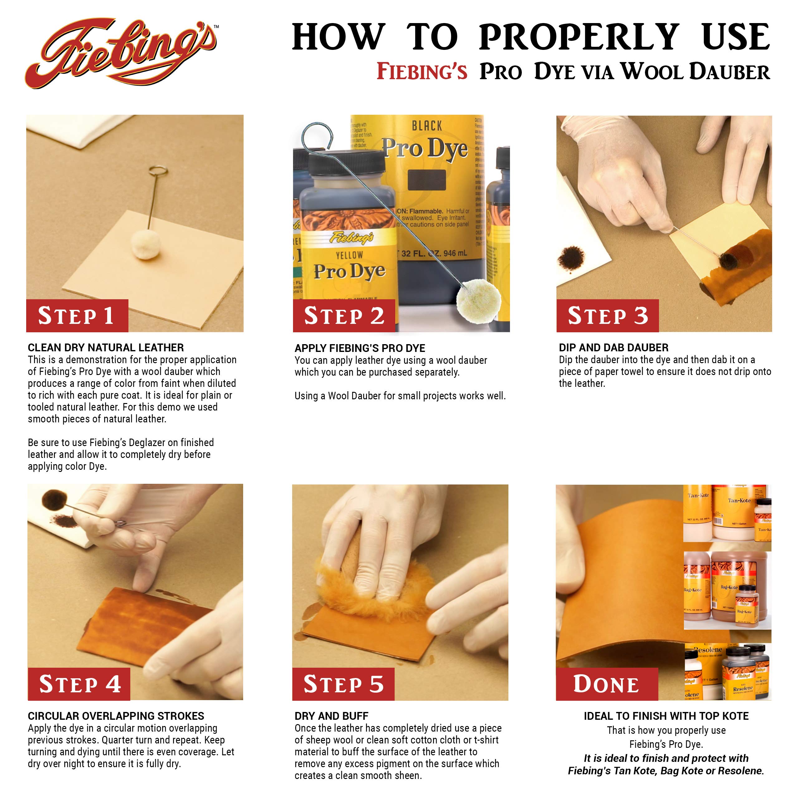 Fiebing's Pro Dye Light Brown Leather Dye - 4 oz. Permanent Oil Finish, Model 50-2030-LB